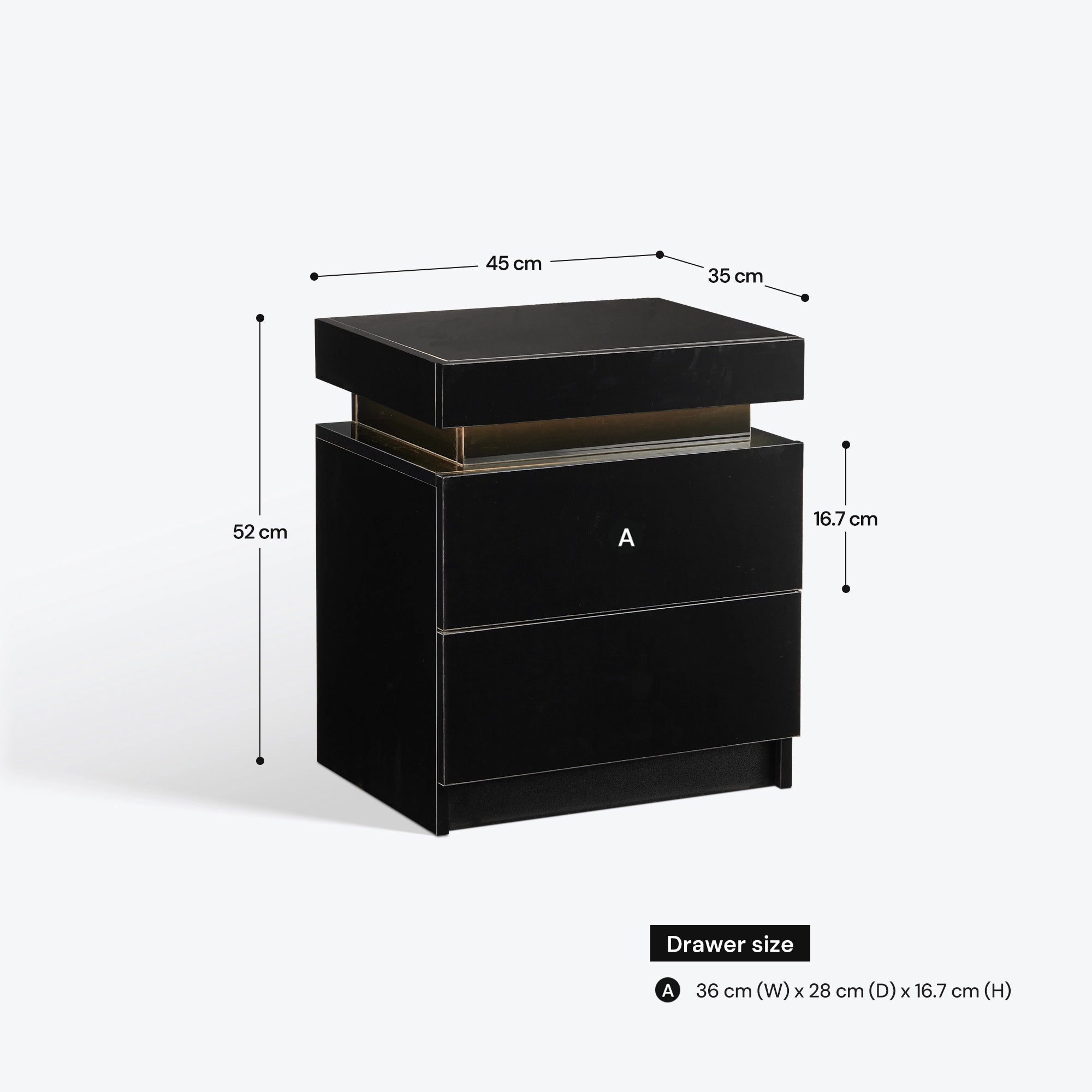 Kumar LED Light Bedside Table
