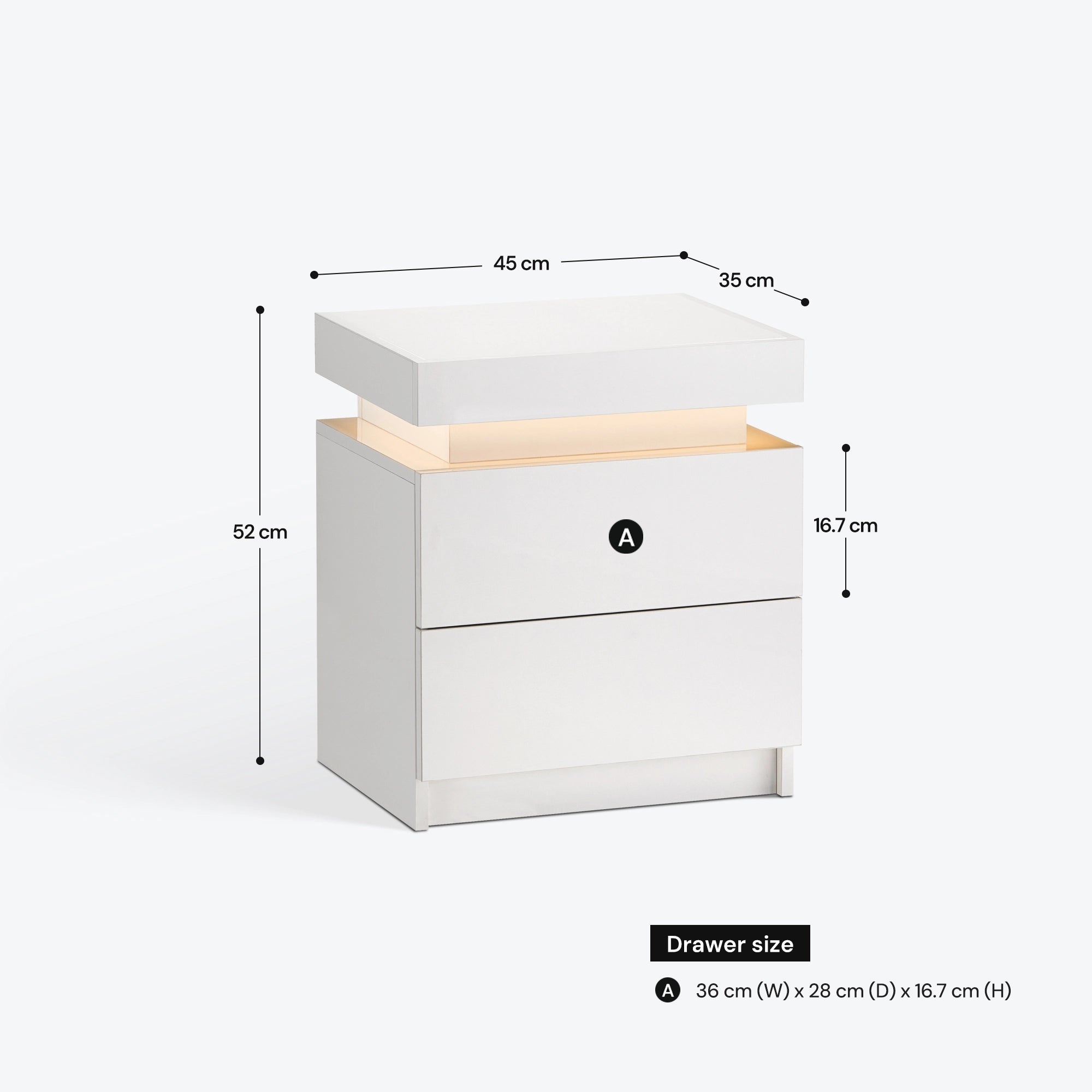Kumar LED Light Bedside Table