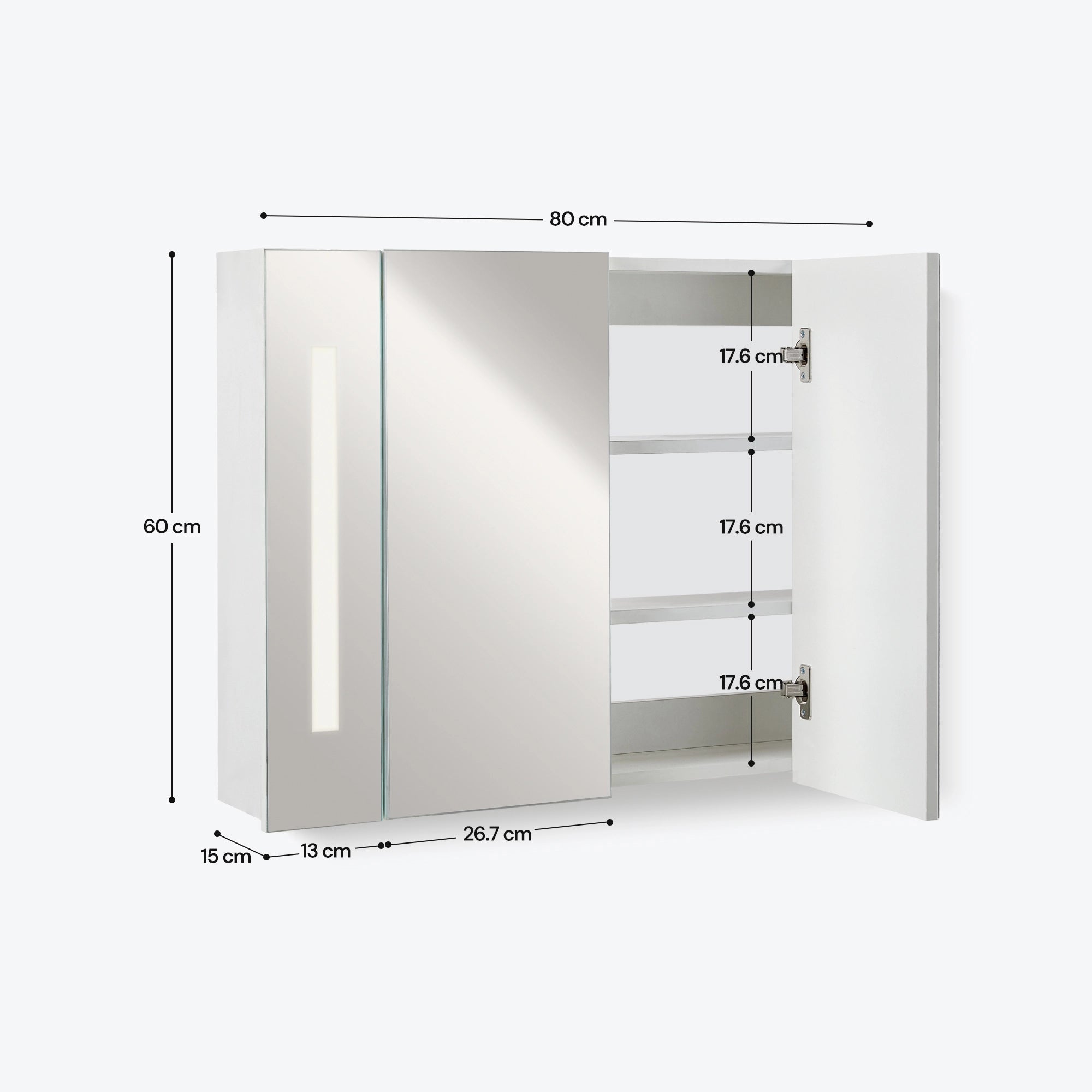 Othello LED Lights Bathroom Mirror Cabinet (2 Door)