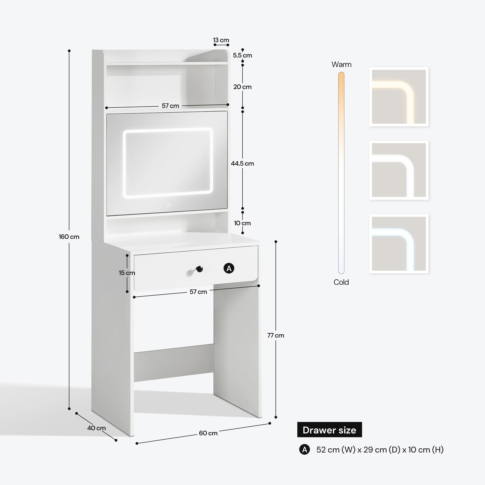Lina Dressing Table with Push-to-Open Mirror