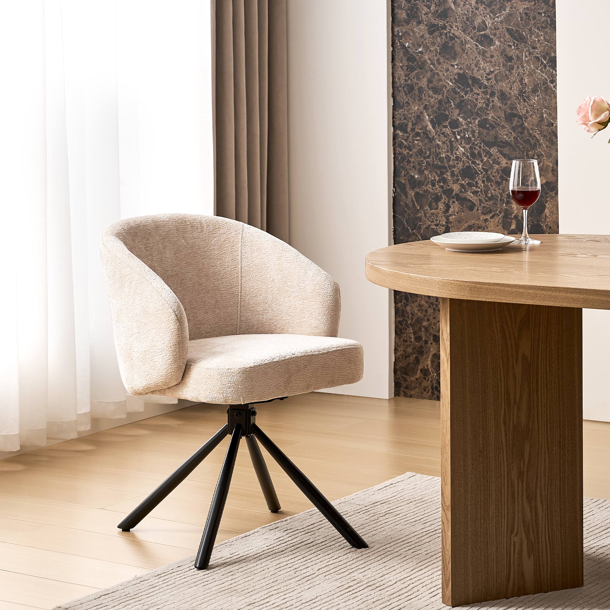 Cleo Swivel Chair in Chenille