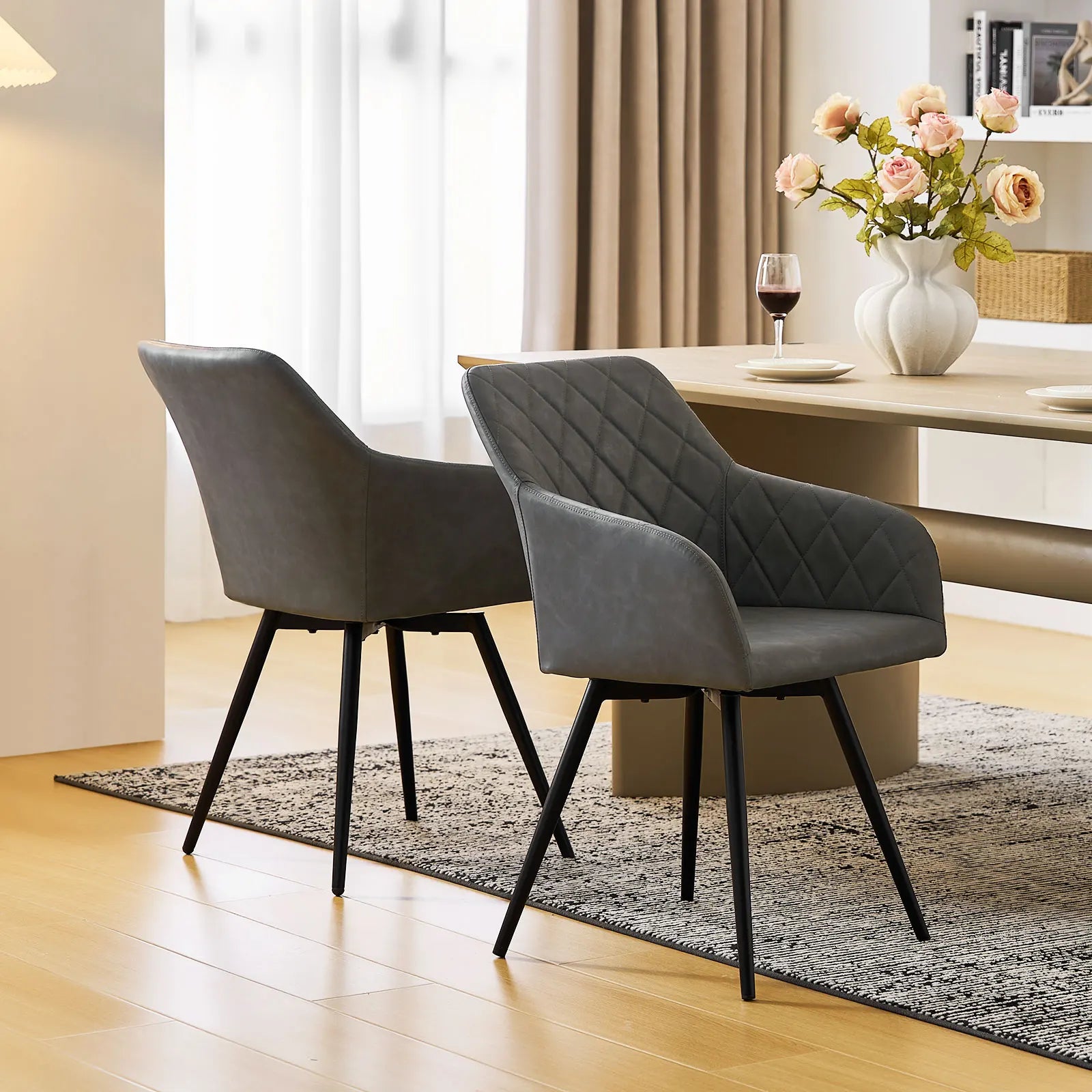 Moree Faux Leather Swivel Chairs