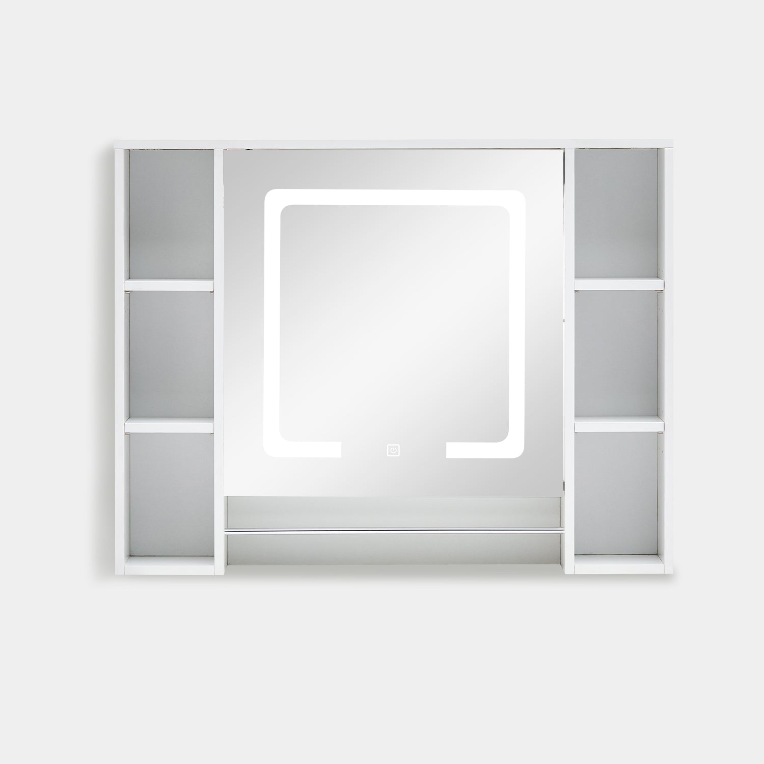 Tavion Bathroom Mirror Cabinet with Lights (1 Door+6 Shelves)