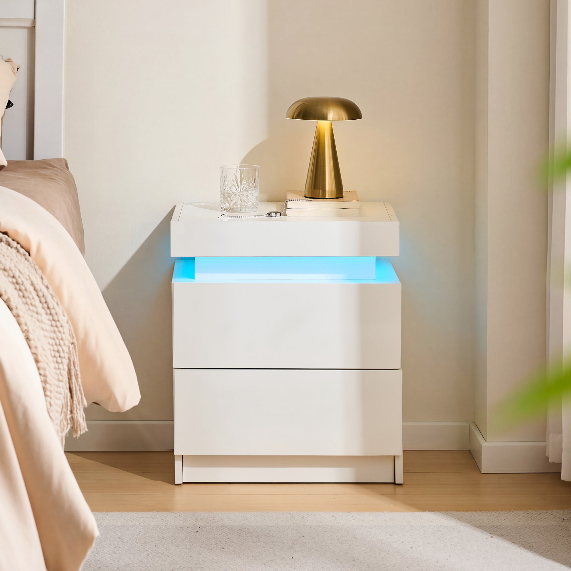 Kumar LED Light Bedside Table