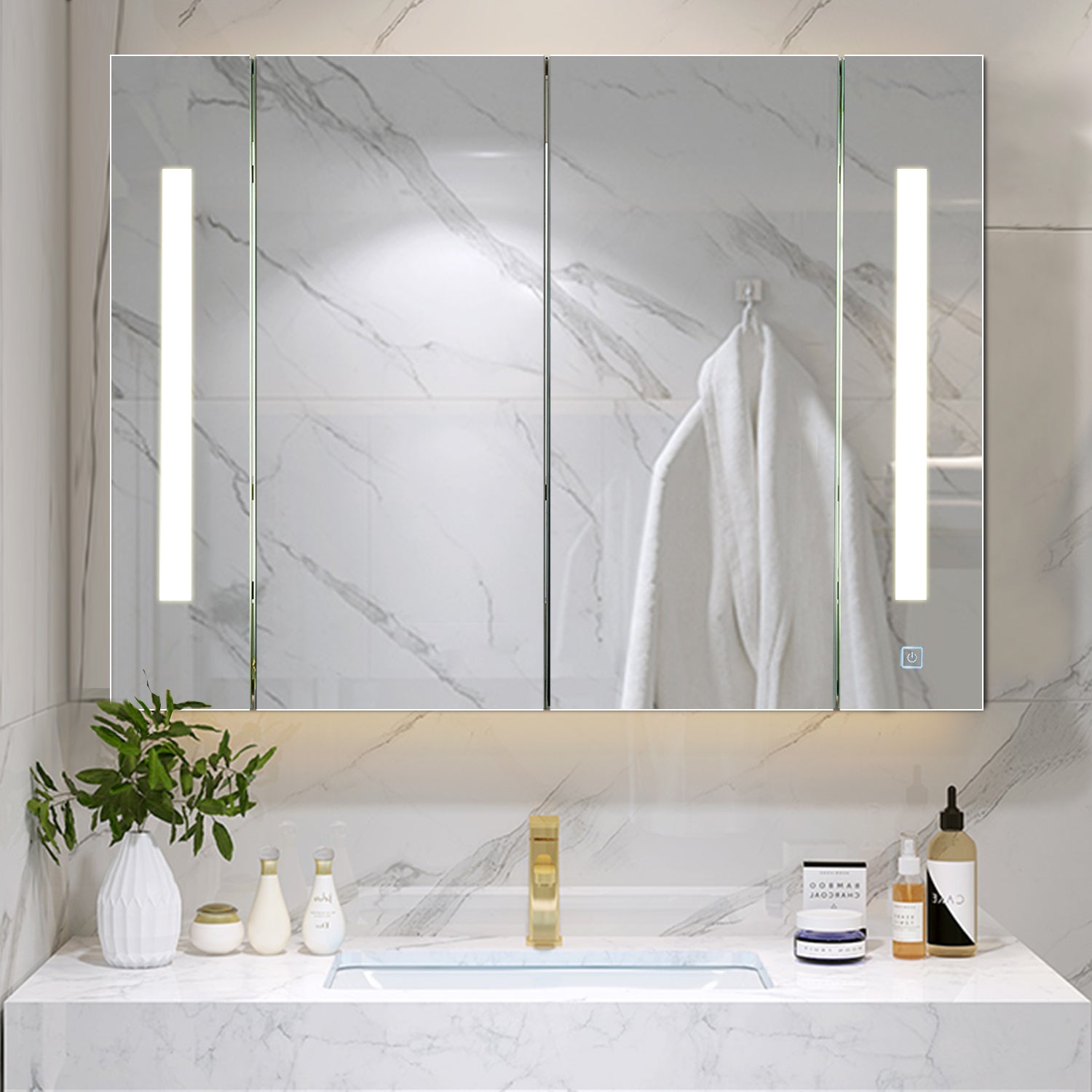 Othello LED Lights Bathroom Mirror Cabinet (2 Door)