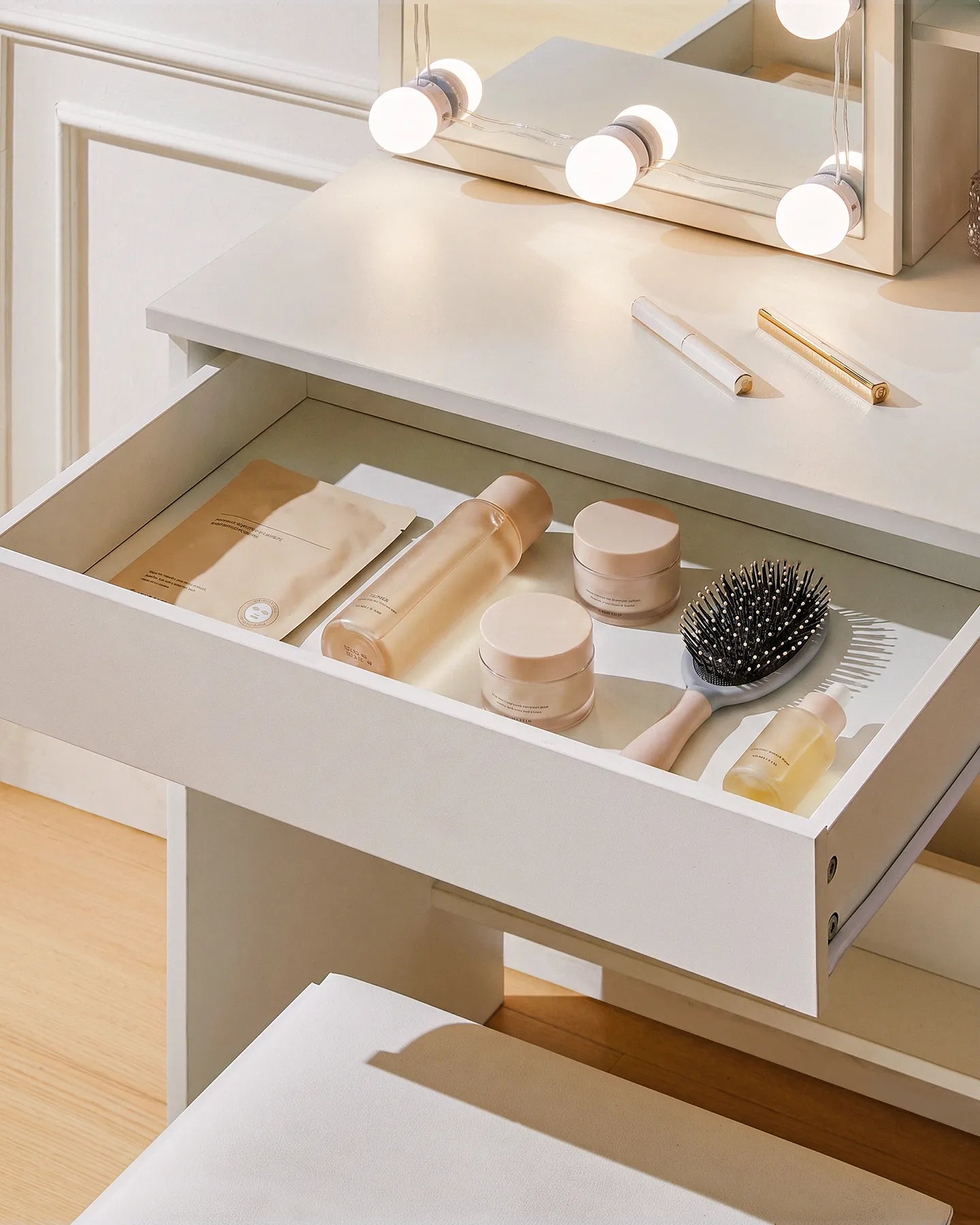 Mona Dressing Table with Sliding Mirror & Hidden Storage