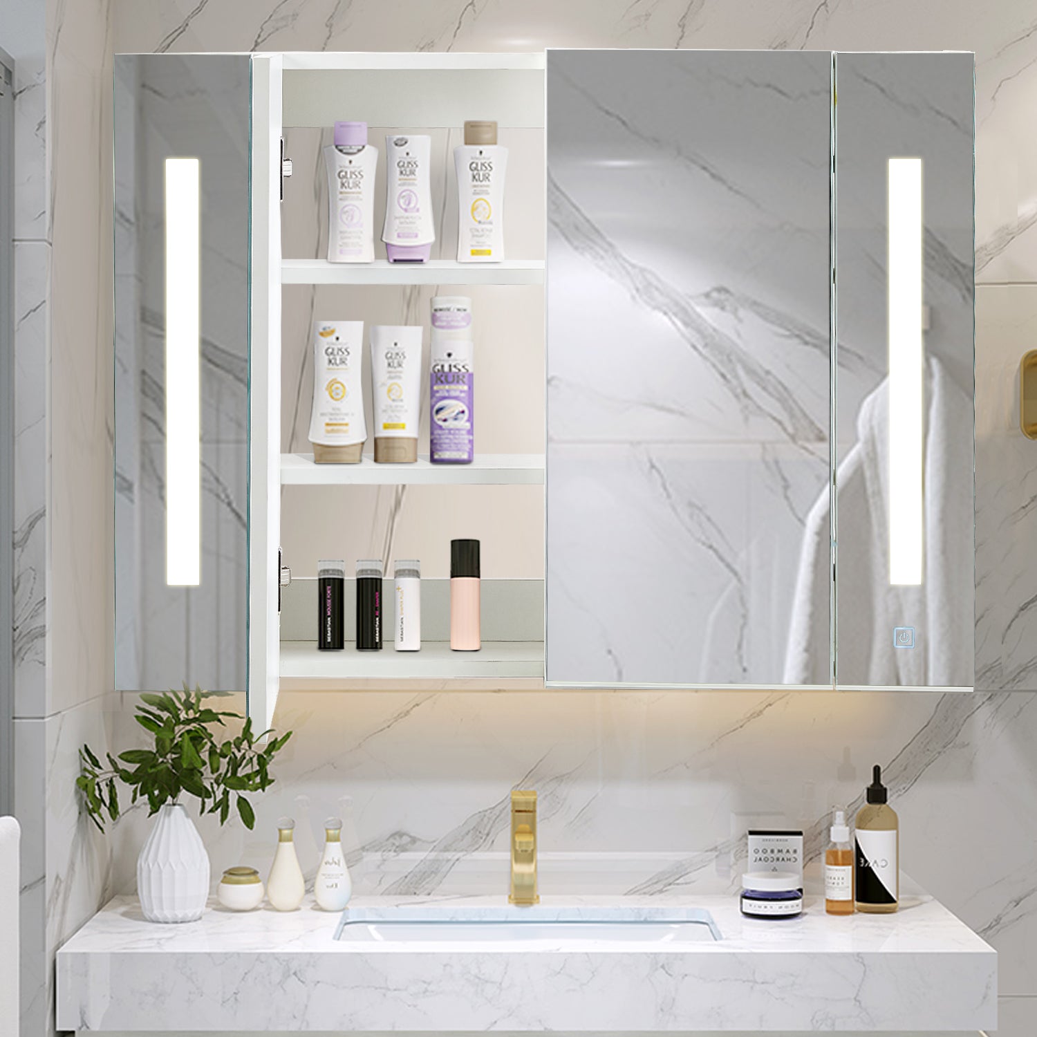 Othello LED Lights Bathroom Mirror Cabinet (2 Door)
