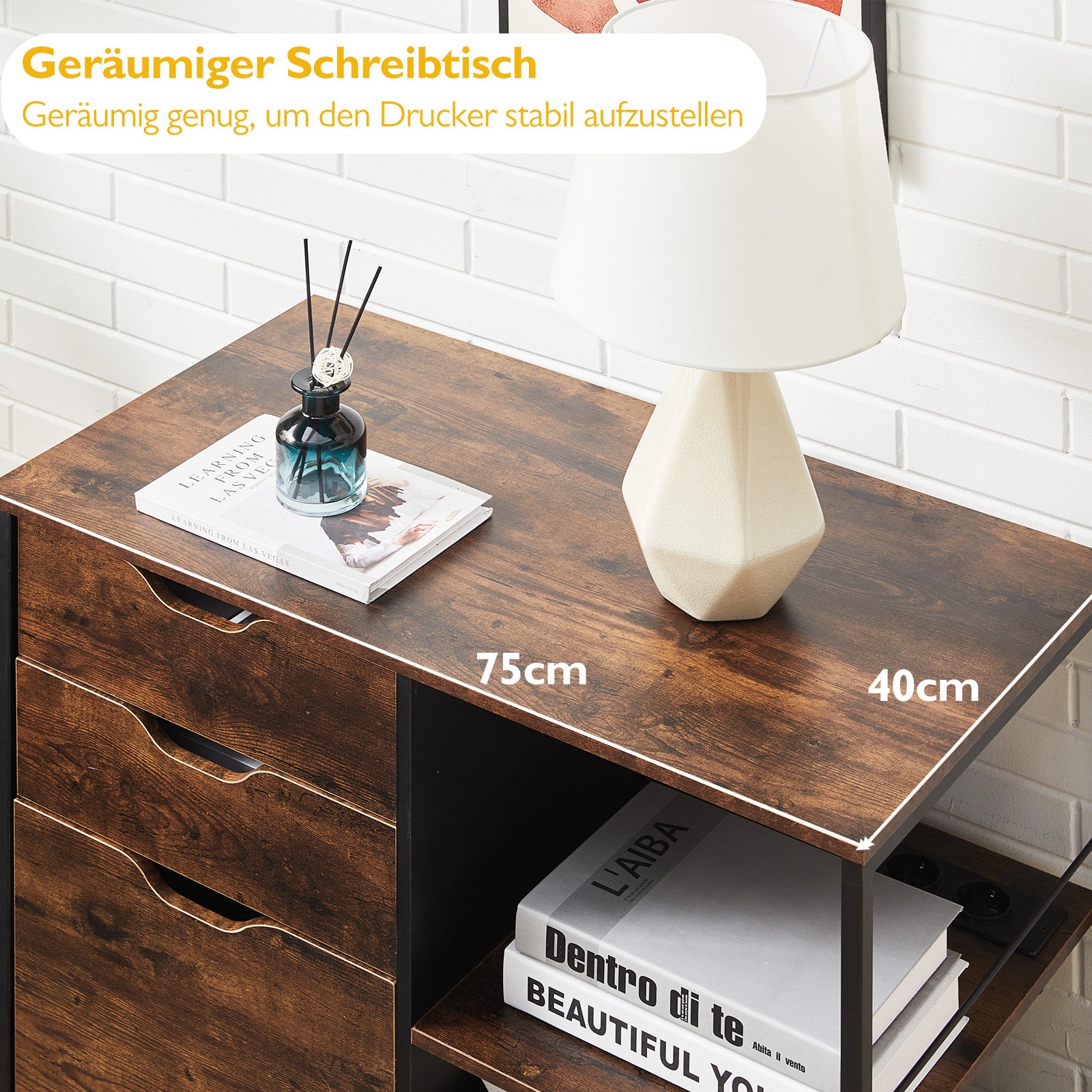 Wide 3-Drawer Modern Industrial Filing Cabinet