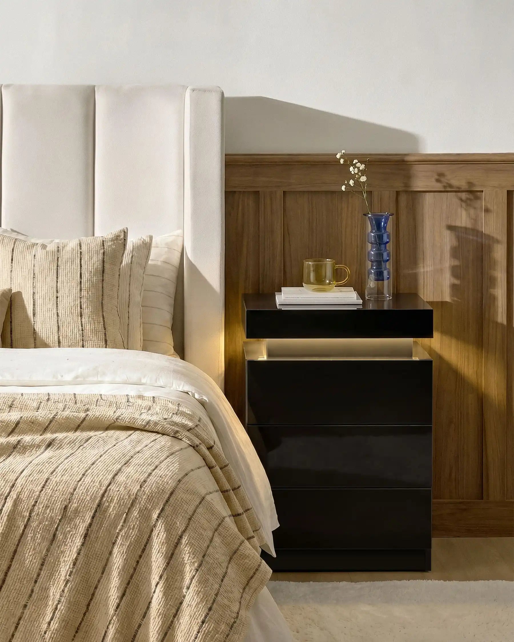 Kumar LED Light Bedside Table