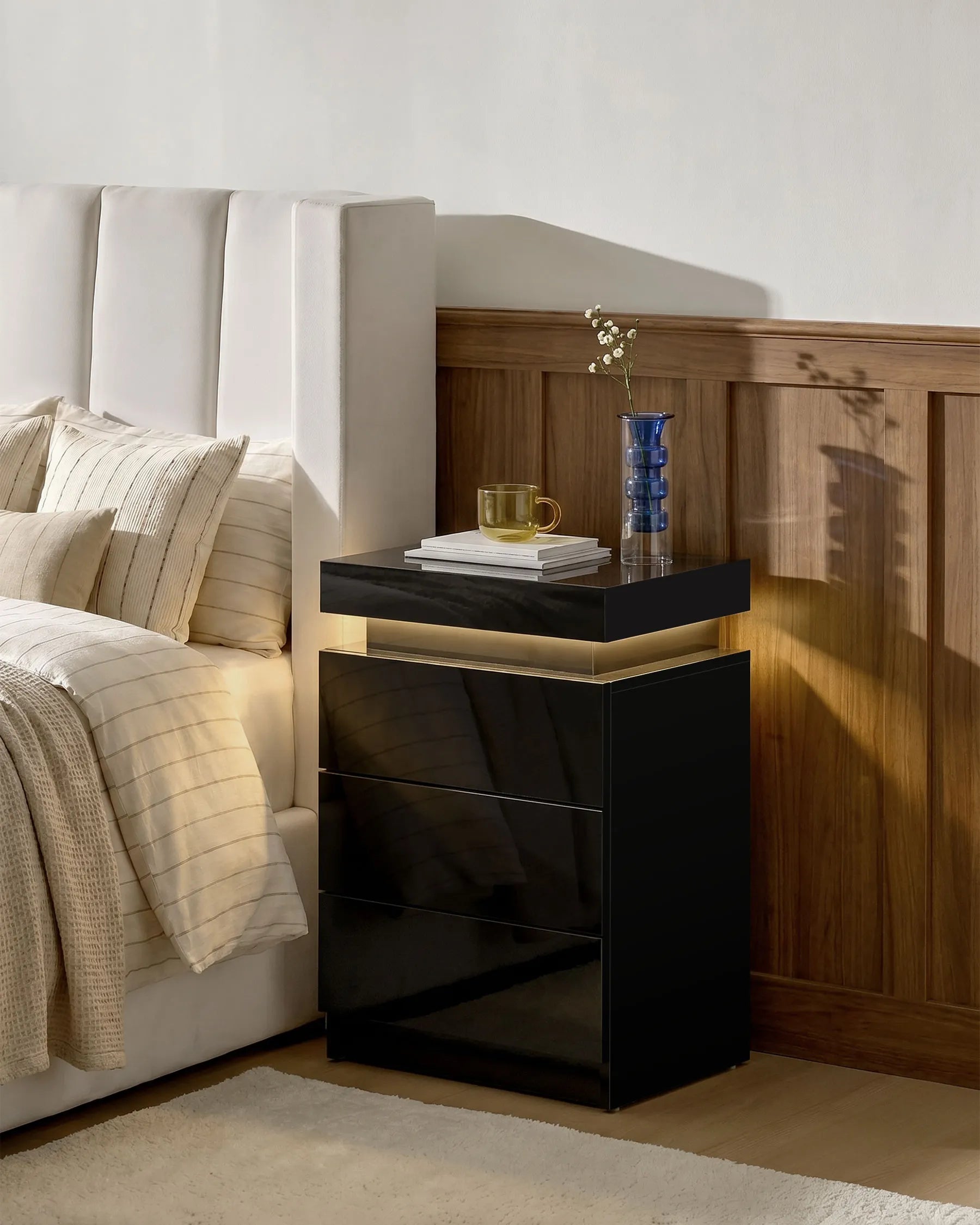 Kumar LED Light Bedside Table