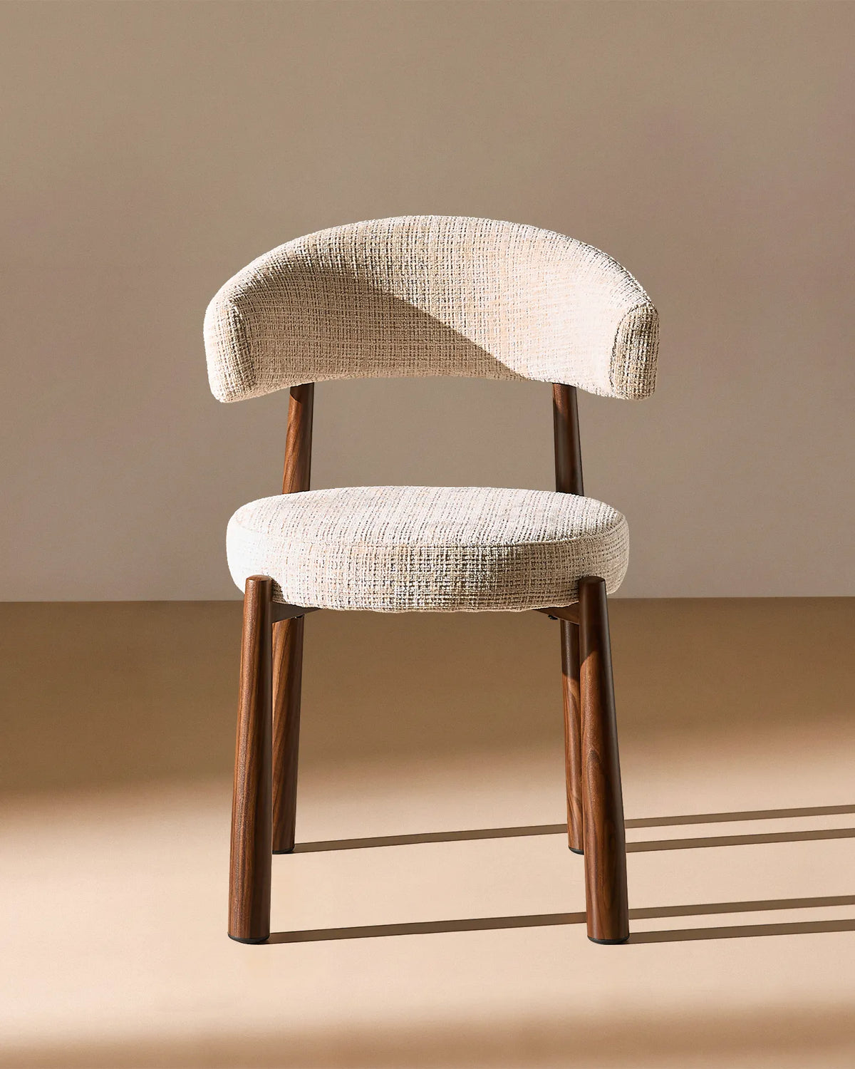 Ansel Cream Chenille Dining Chair – Front View of the Upholstered Seat and Backrest