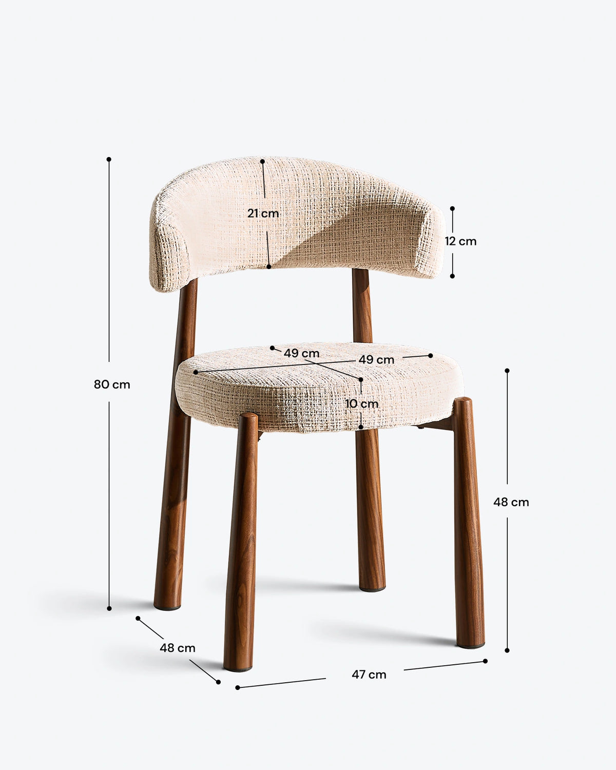 Ansel Cream Chenille Dining Chair – Product Dimensions and Measurements