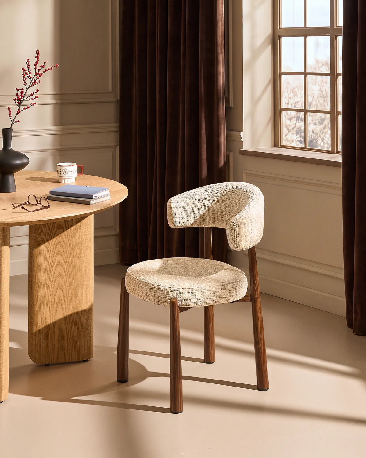 Ansel Cream Chenille Dining Chair – Soft Textures and Timeless Design