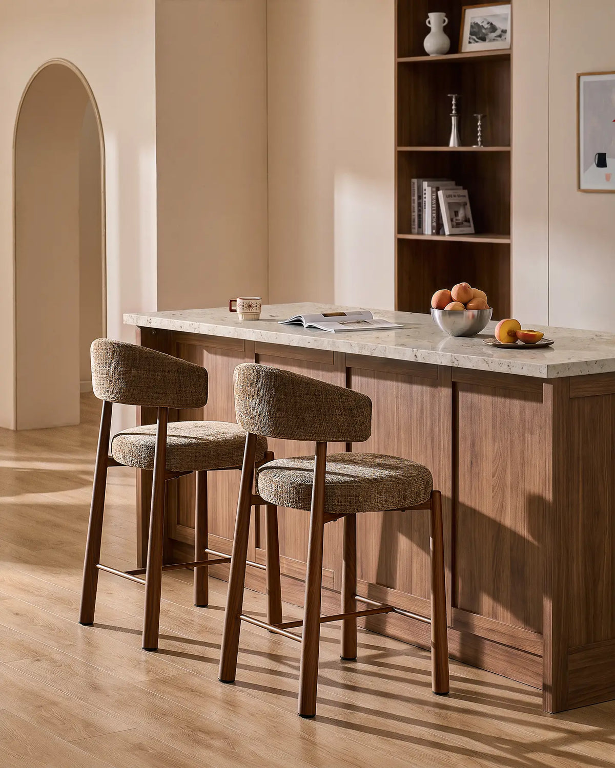 Ansel Taupe Chenille Bar Stool – Upholstered Bar Stool