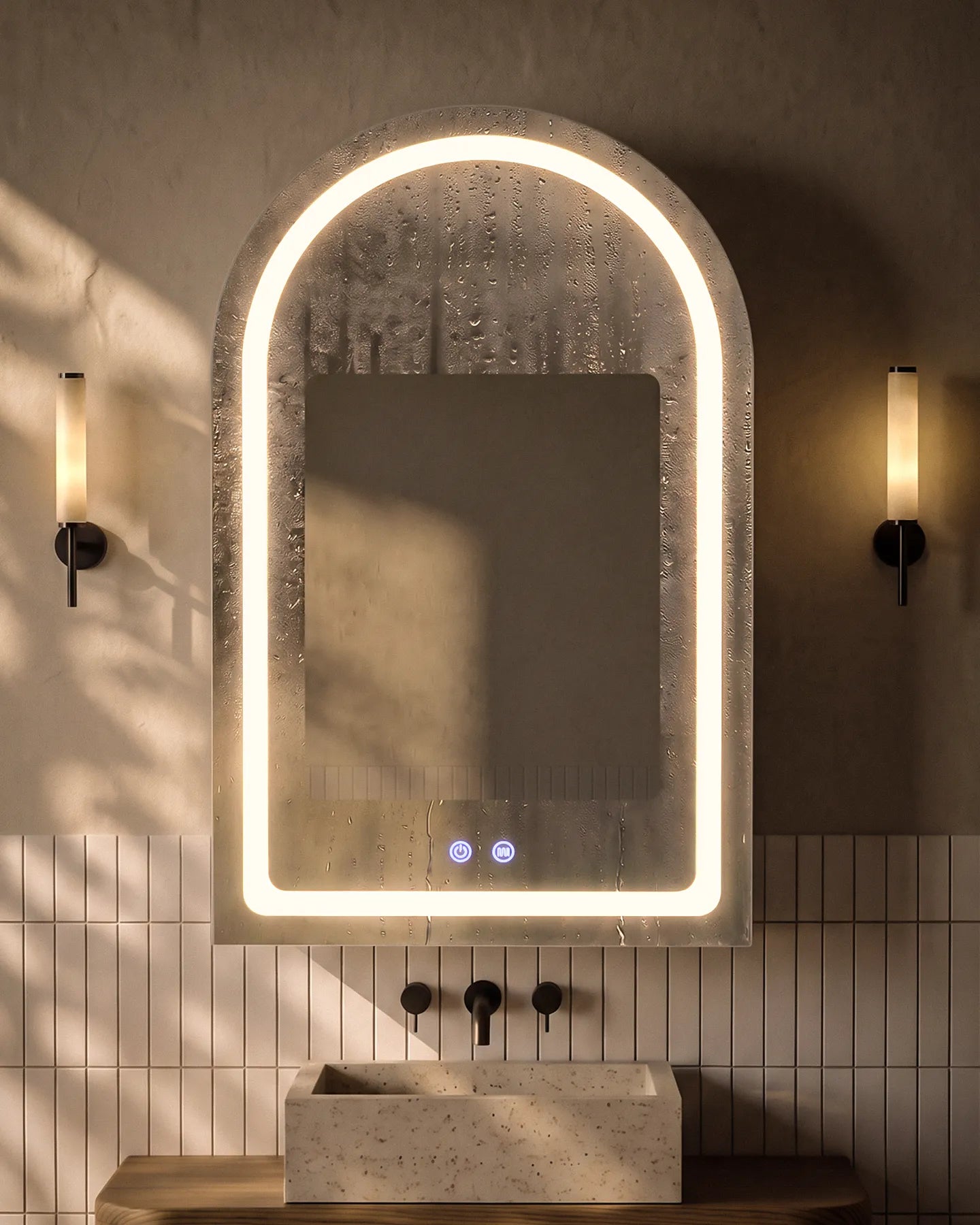 Arcadia White Bathroom Mirror Cabinet with Anti-Fog Function