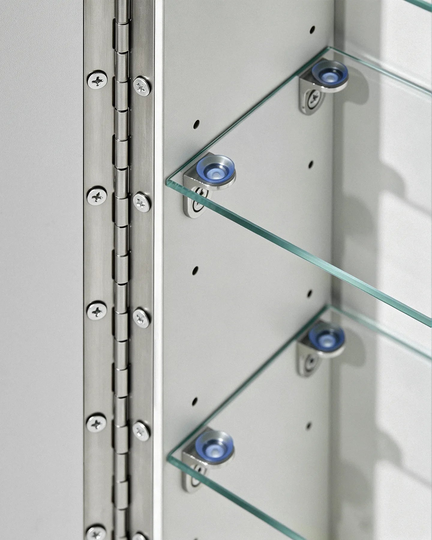 Arcadia White Bathroom Mirror Cabinet with Tempered Glass Storage Shelves