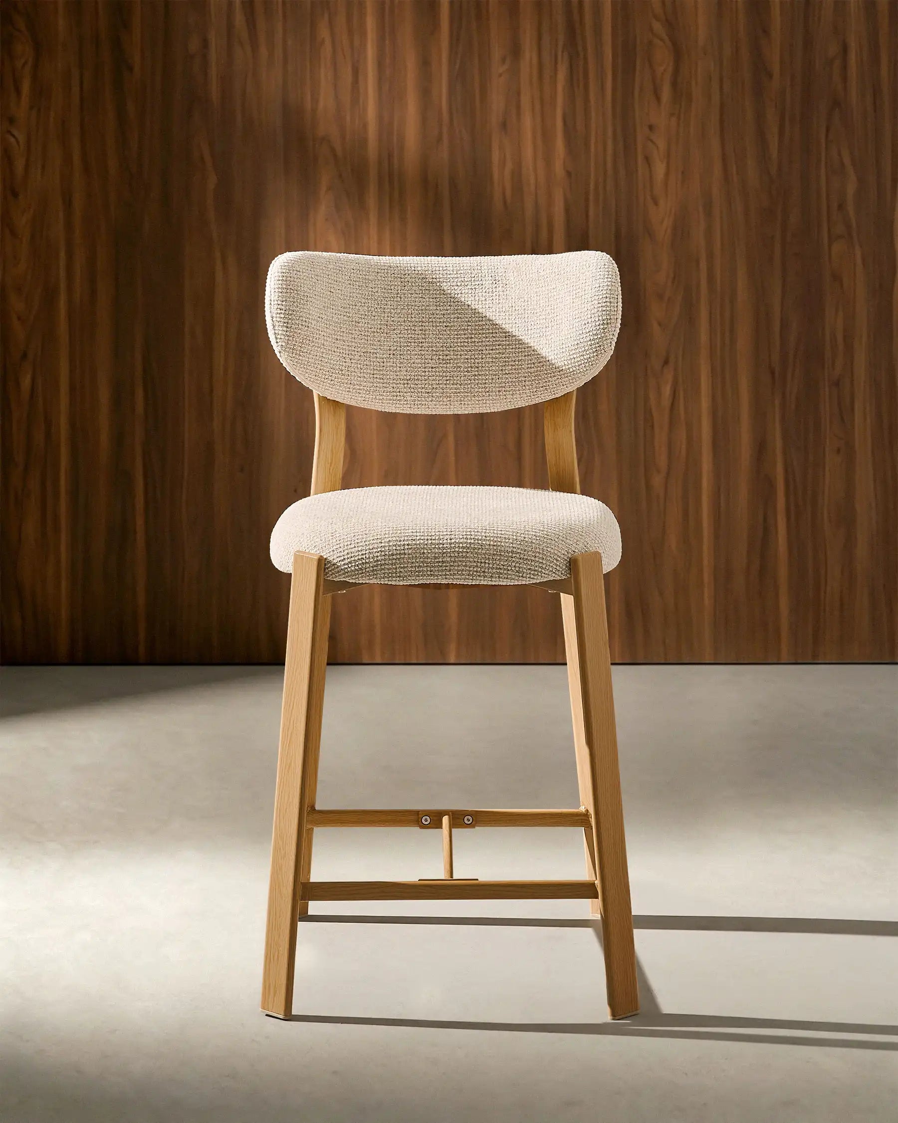Bramley beige chenille bar stools in beige chenille
