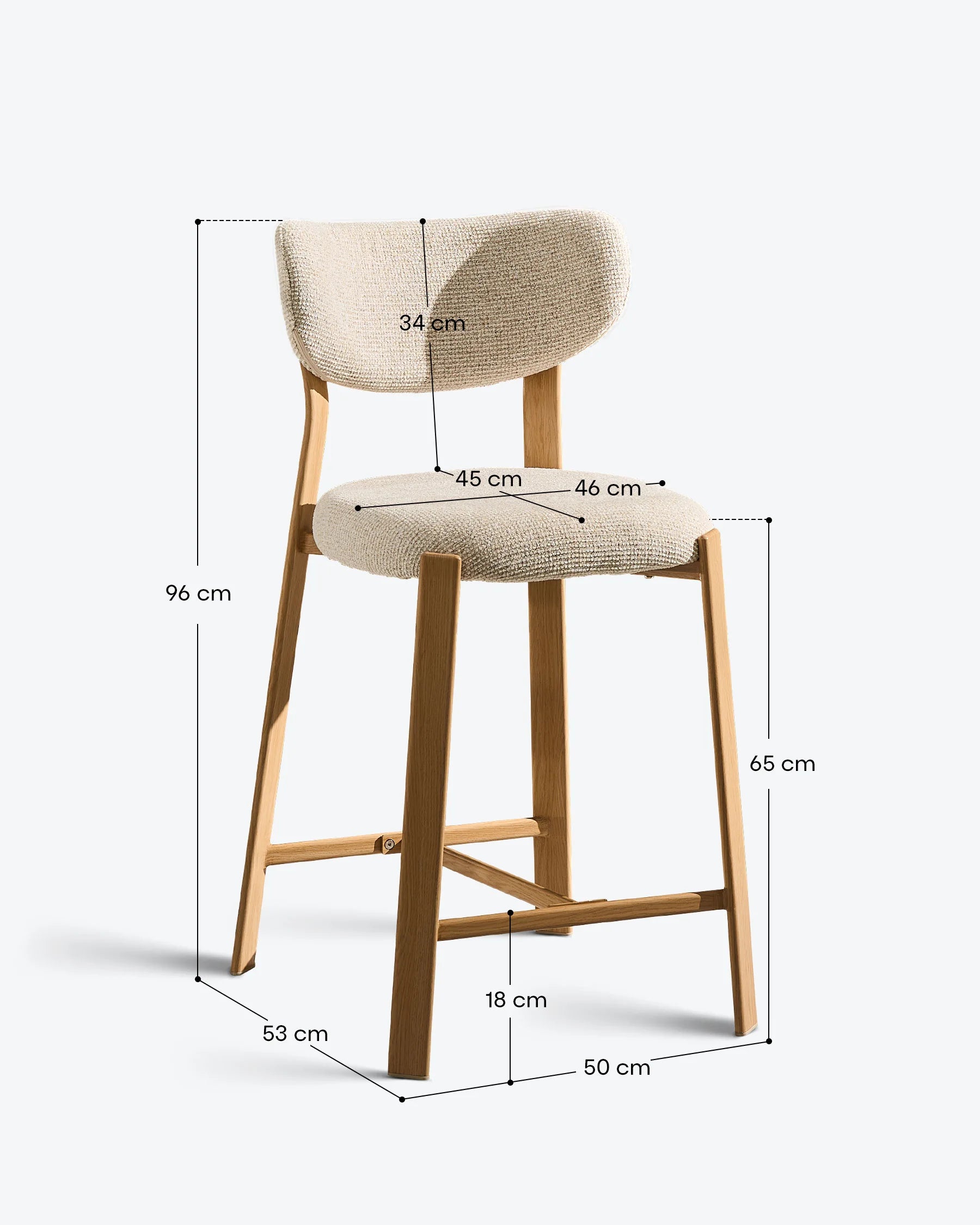 Bramley beige chenille bar stools, 65 cm seat height