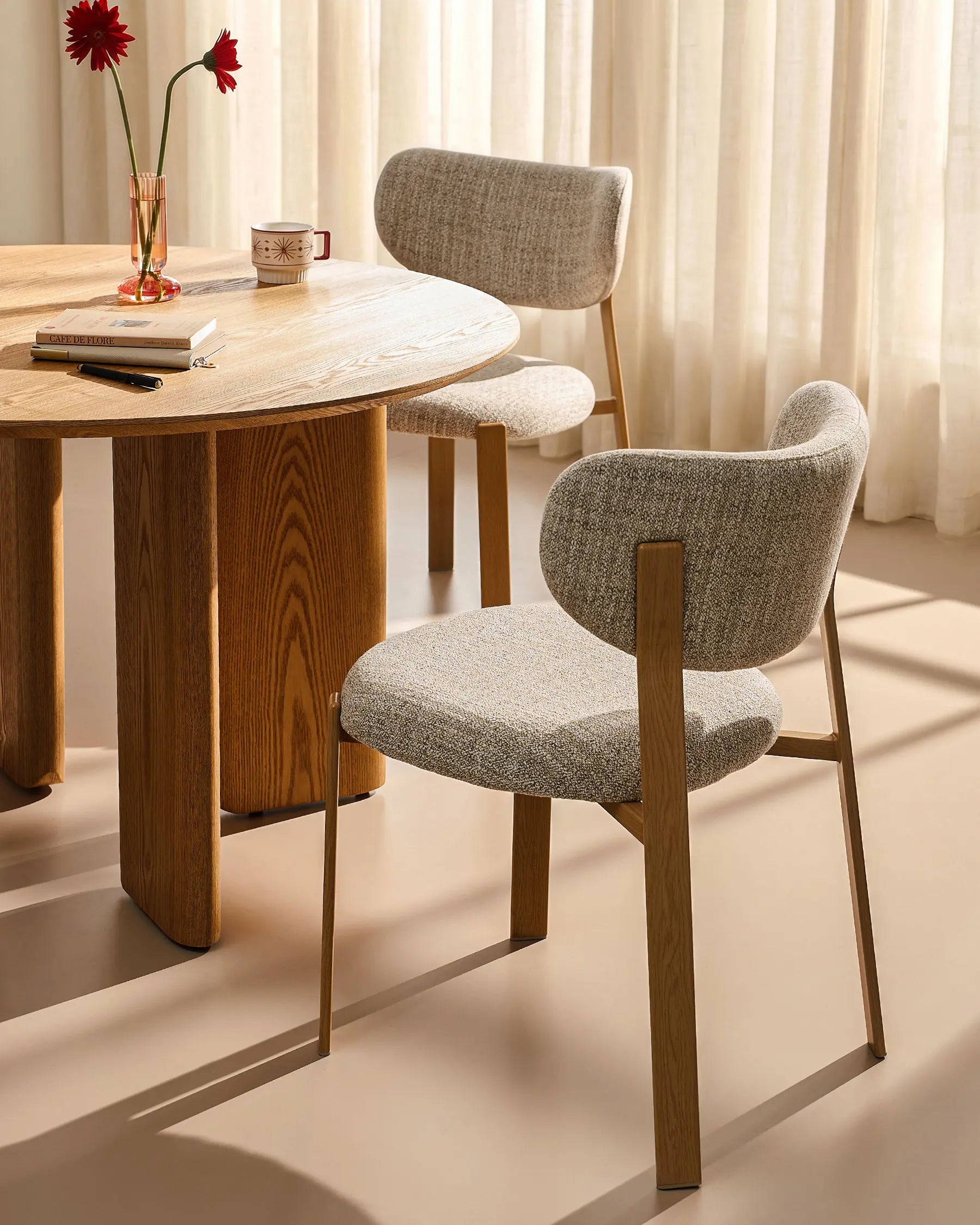 Bramley beige linen blend dining chairs