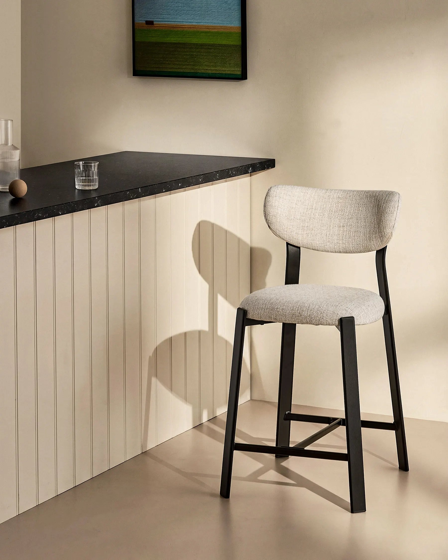 Bramley linen blend bar stools, 65 cm seat height