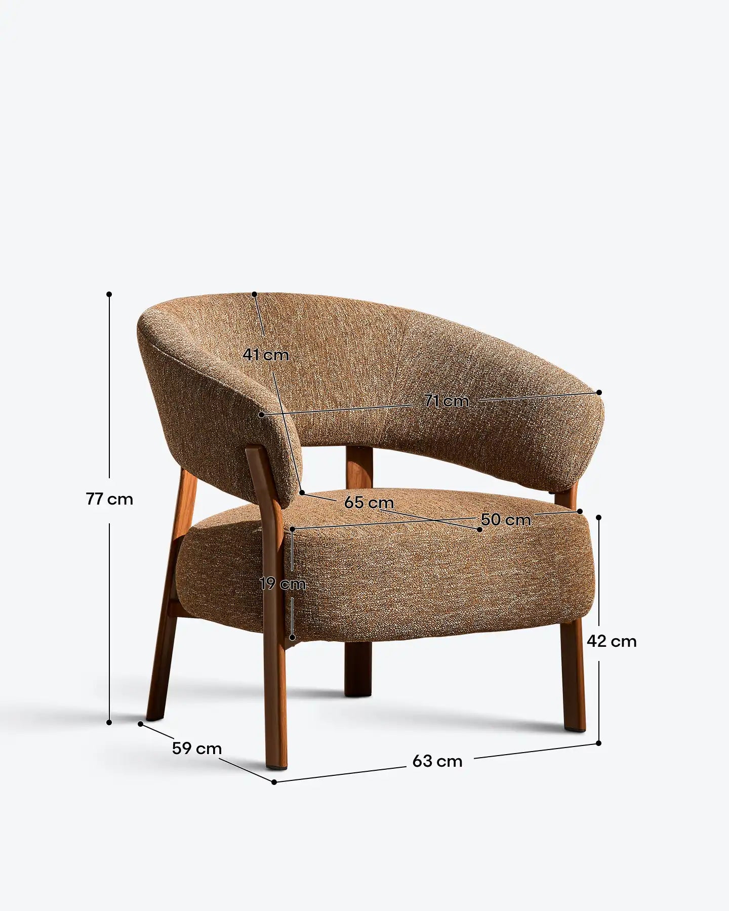 Bramley mocha brown linen blend accent chair dimensions
