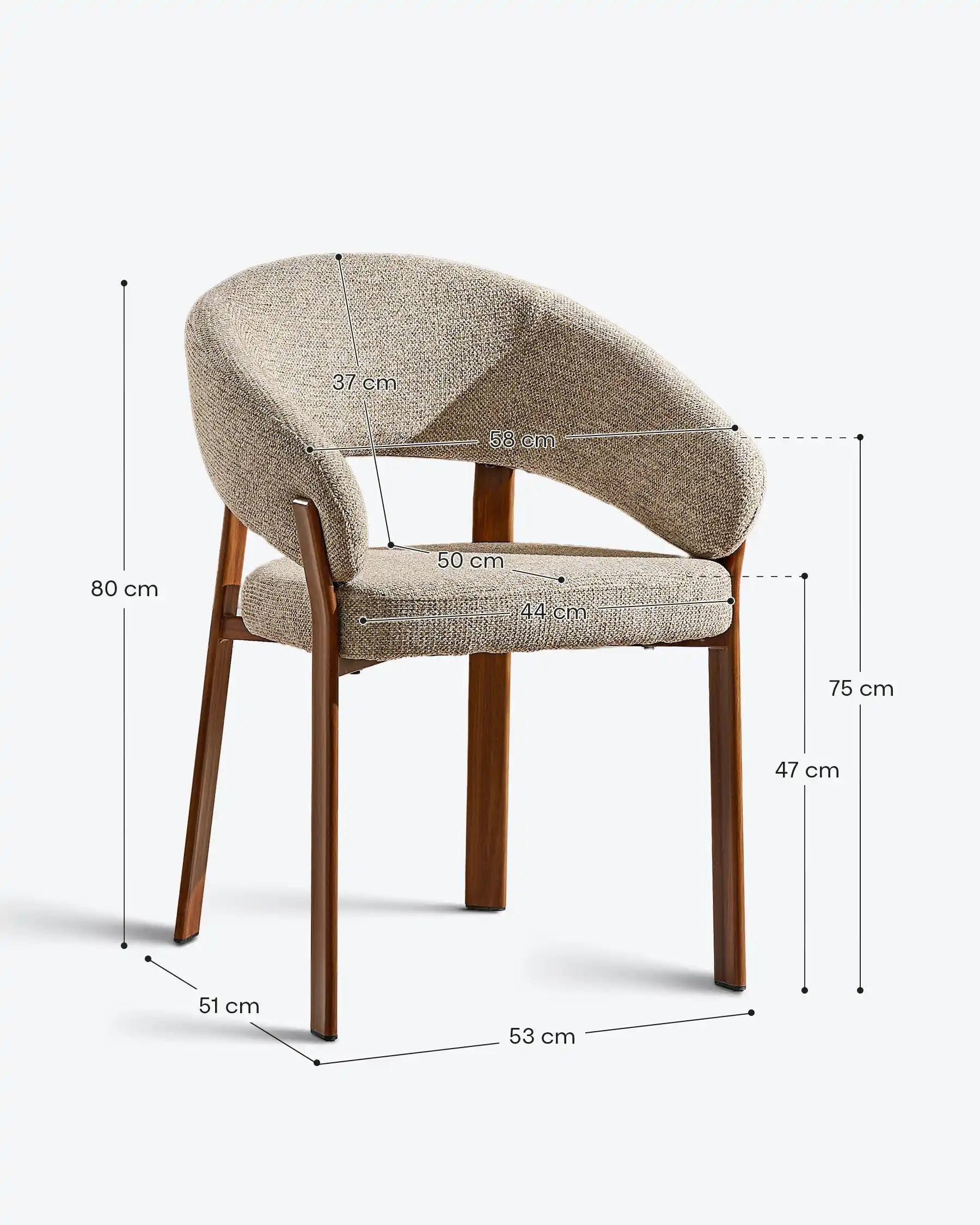 Bramley taupe chenille dining armchair dimensions