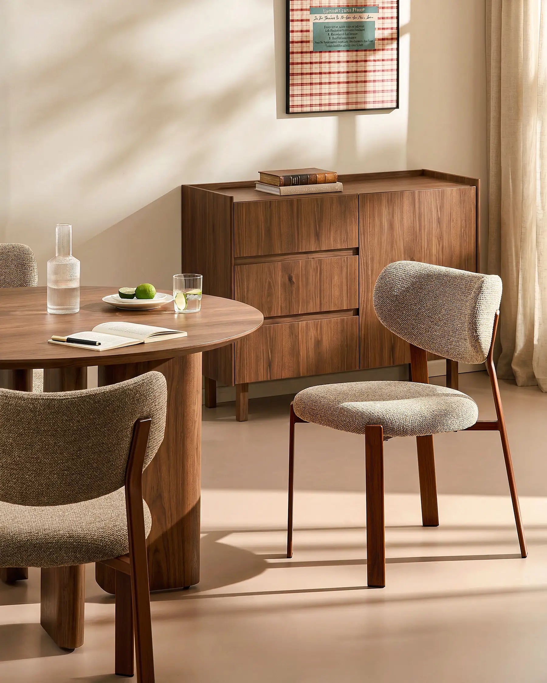 Bramley taupe chenille dining chairs