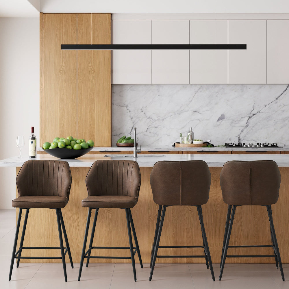 Danforth Brown Faux Leather Bar Stool in a Modern Kitchen