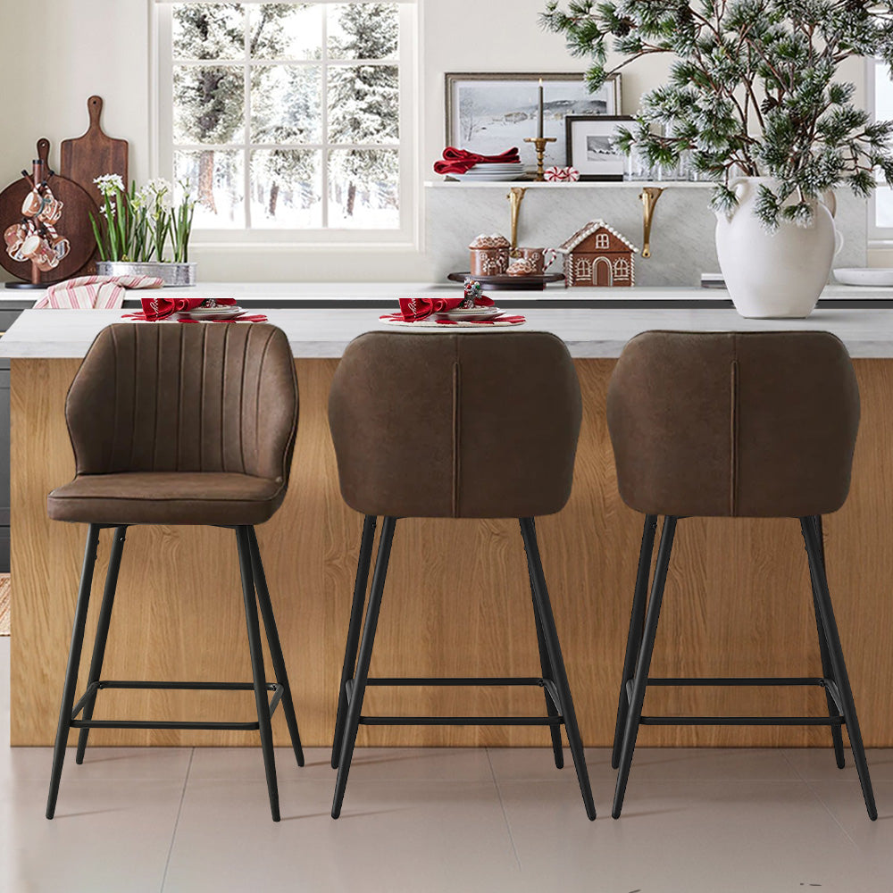 Danforth Brown Faux Leather Bar Stool in a Modern Kitchen