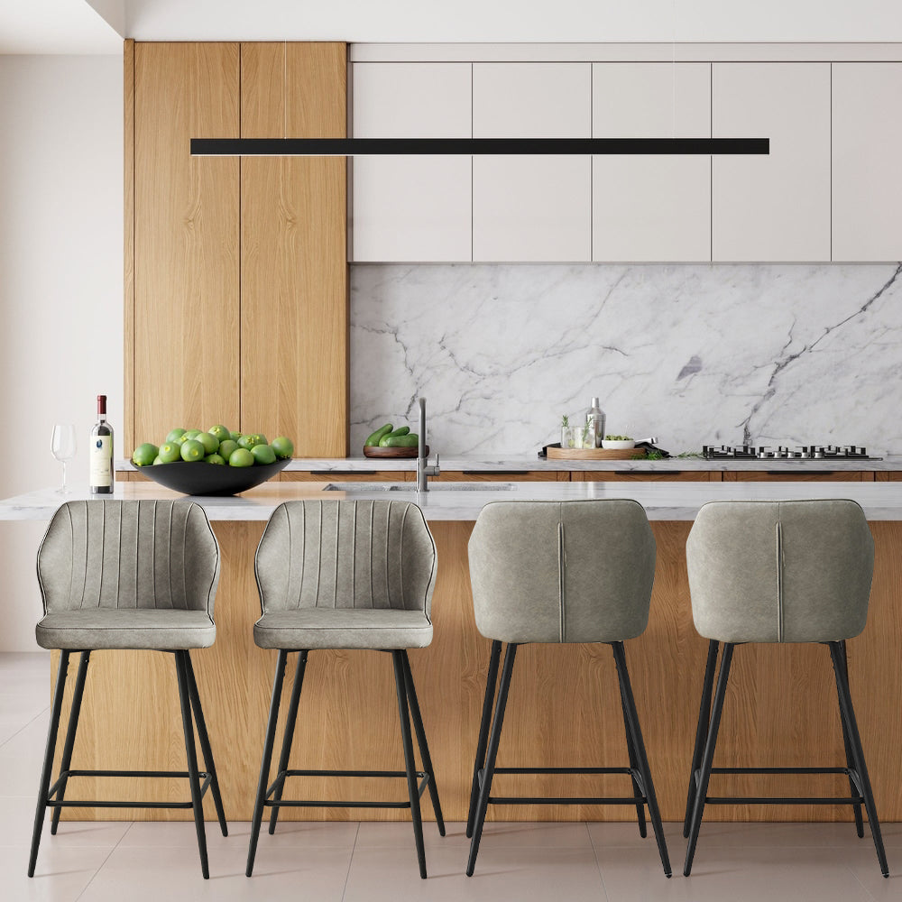 Danforth Light Grey Faux Leather Bar Stool in a Modern Kitchen