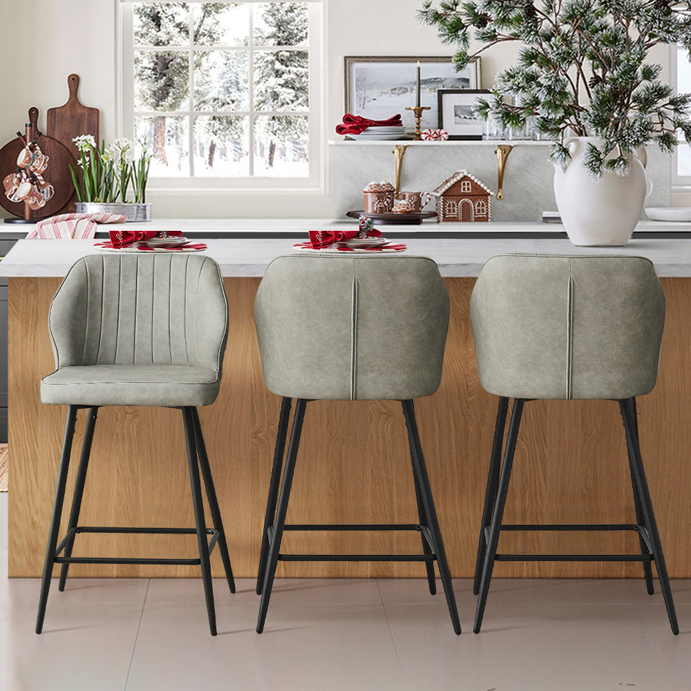 Danforth Light Grey Faux Leather Bar Stool in a Modern Kitchen