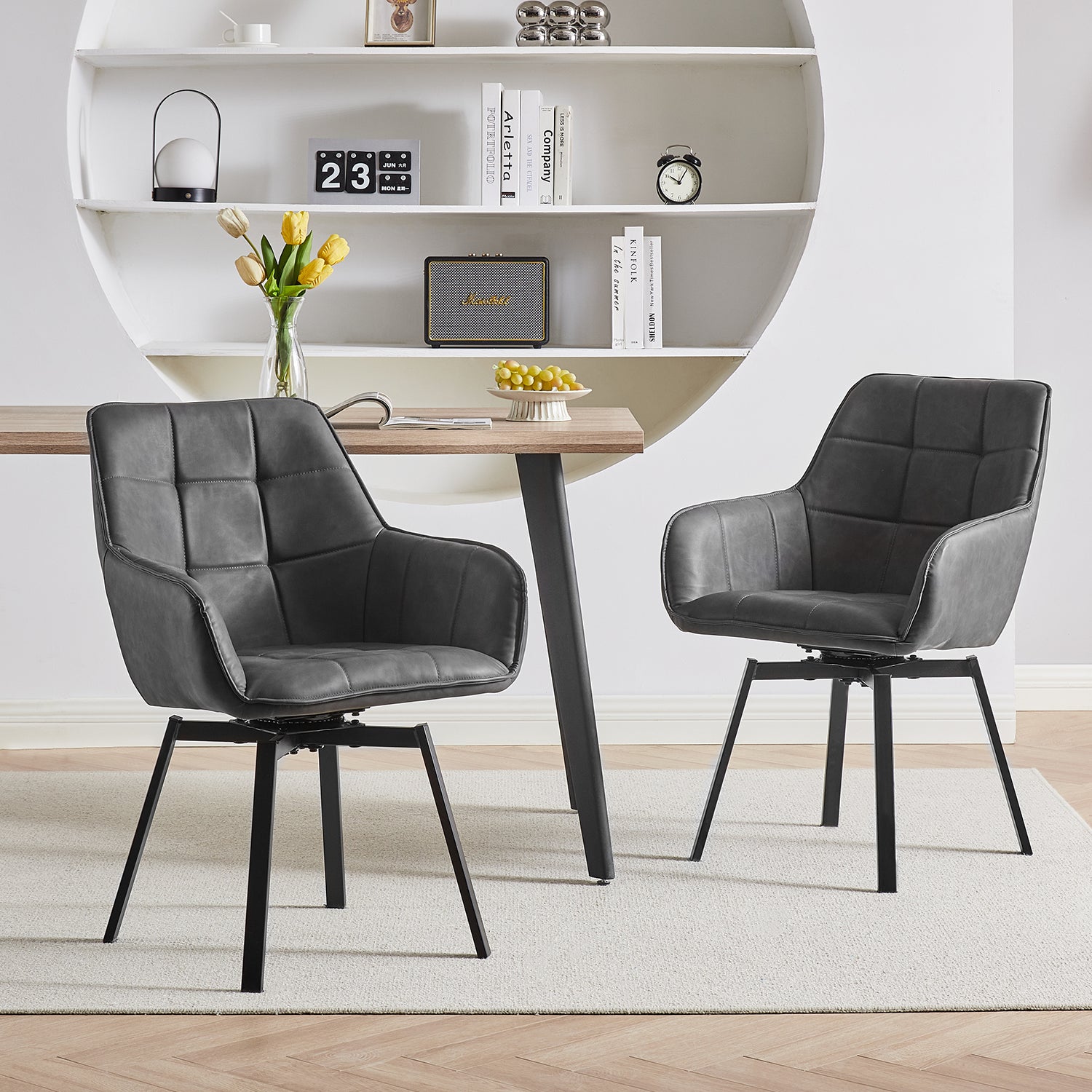 Danyl Faux Leather Swivel Chairs