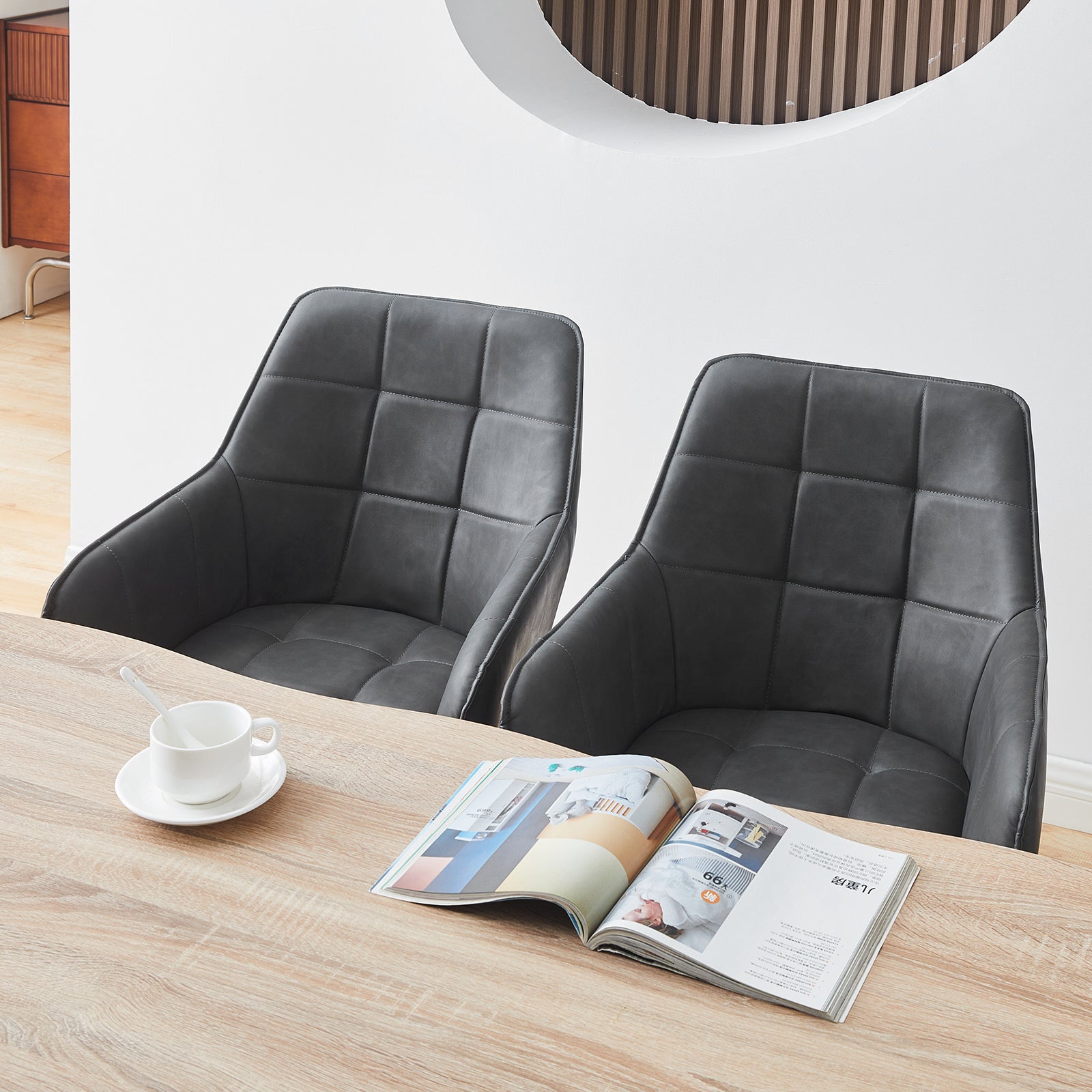 Danyl Faux Leather Swivel Chairs