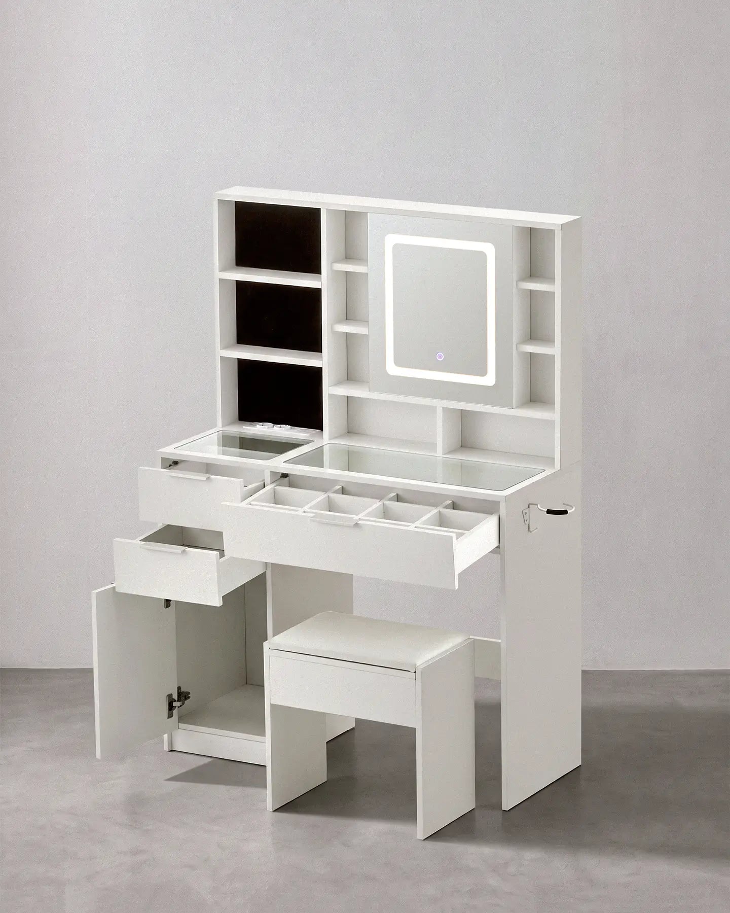 Dorla Dressing Table with Smart Storage and Integrated Vanity Features