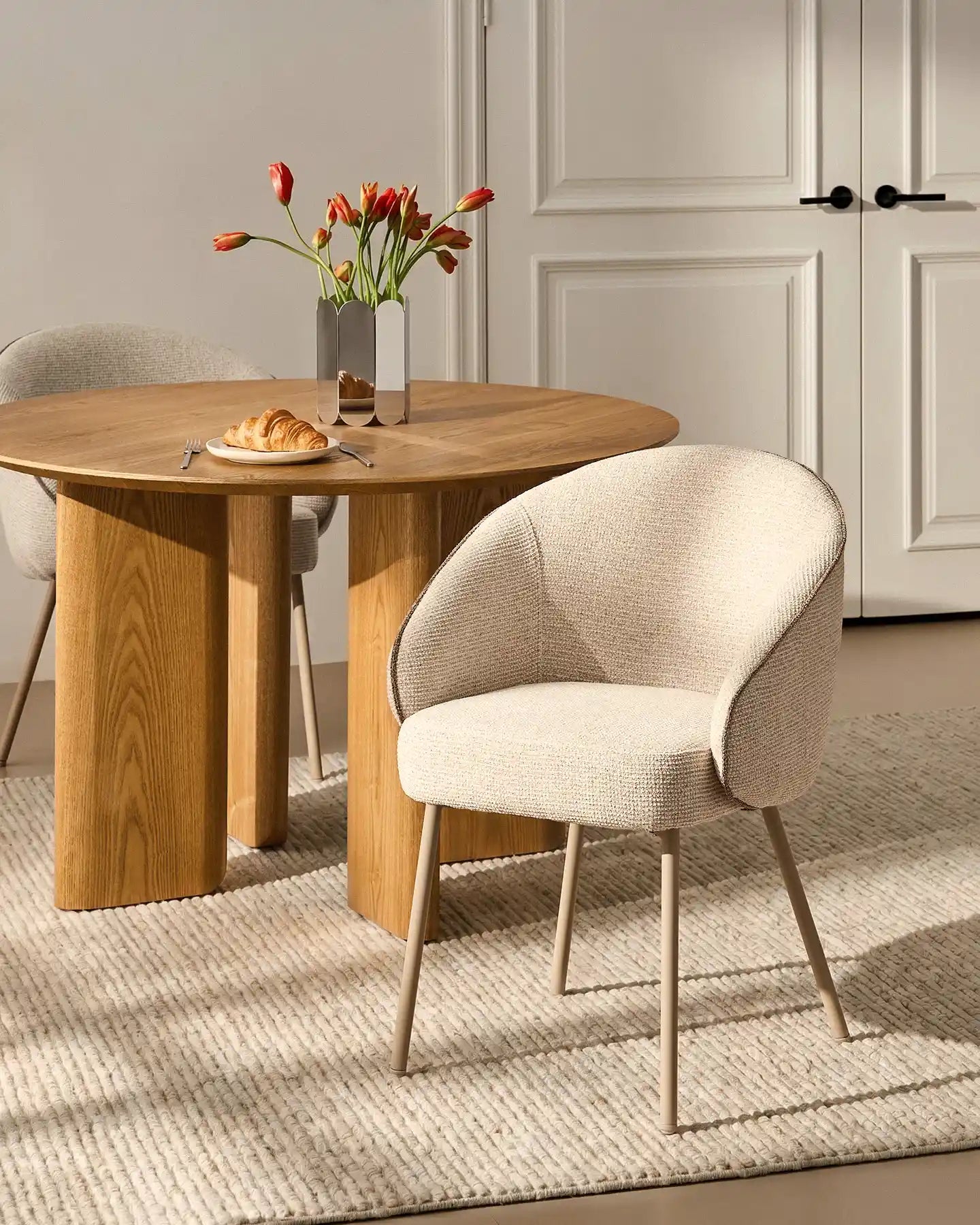 Elowen beige chenille dining chairs