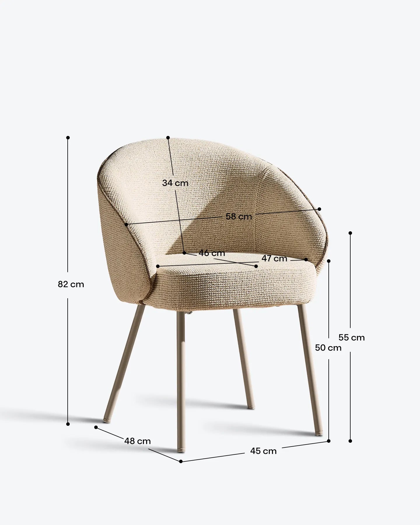 Elowen beige chenille dining chairs dimensions