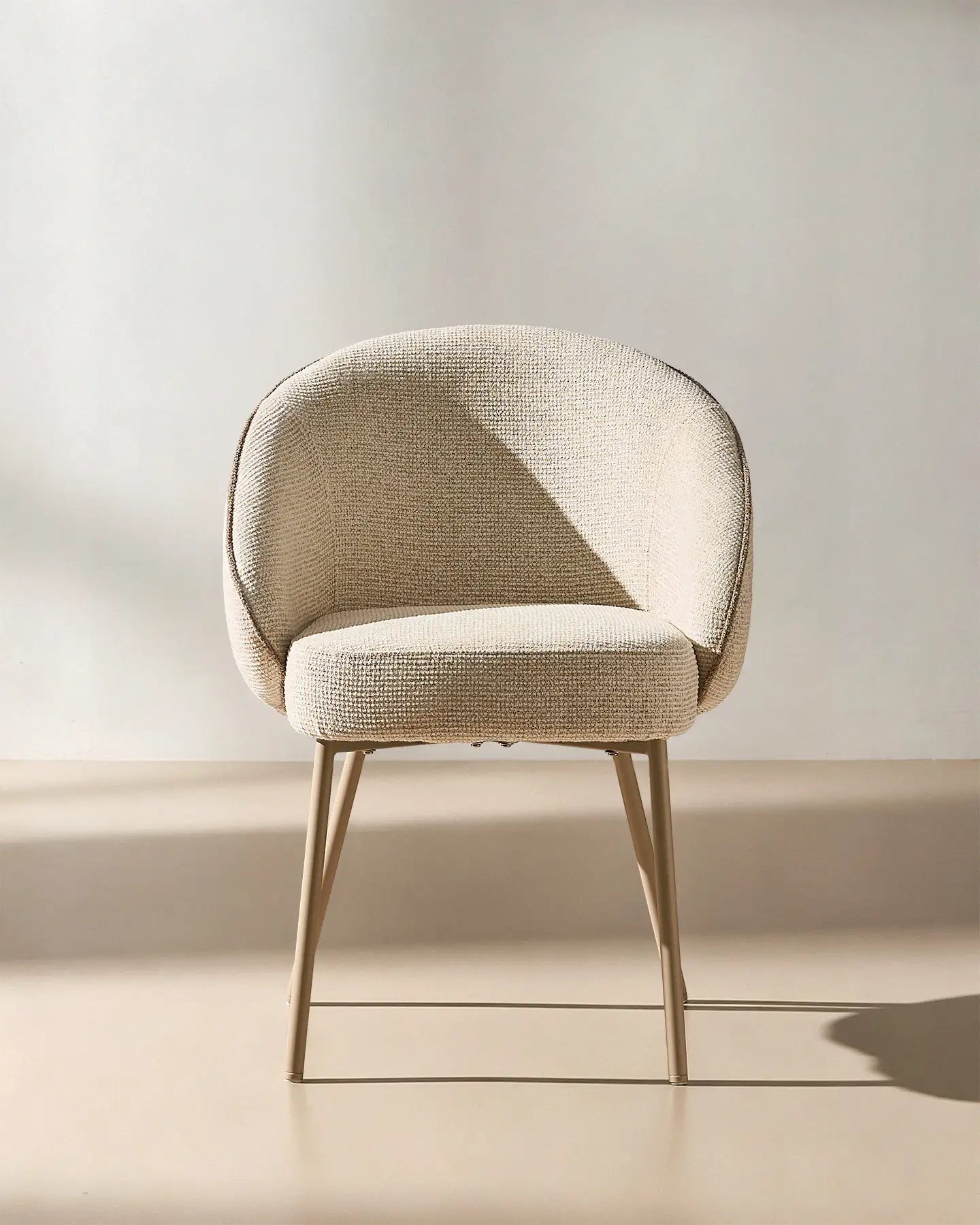 Elowen beige chenille dining chairs front view