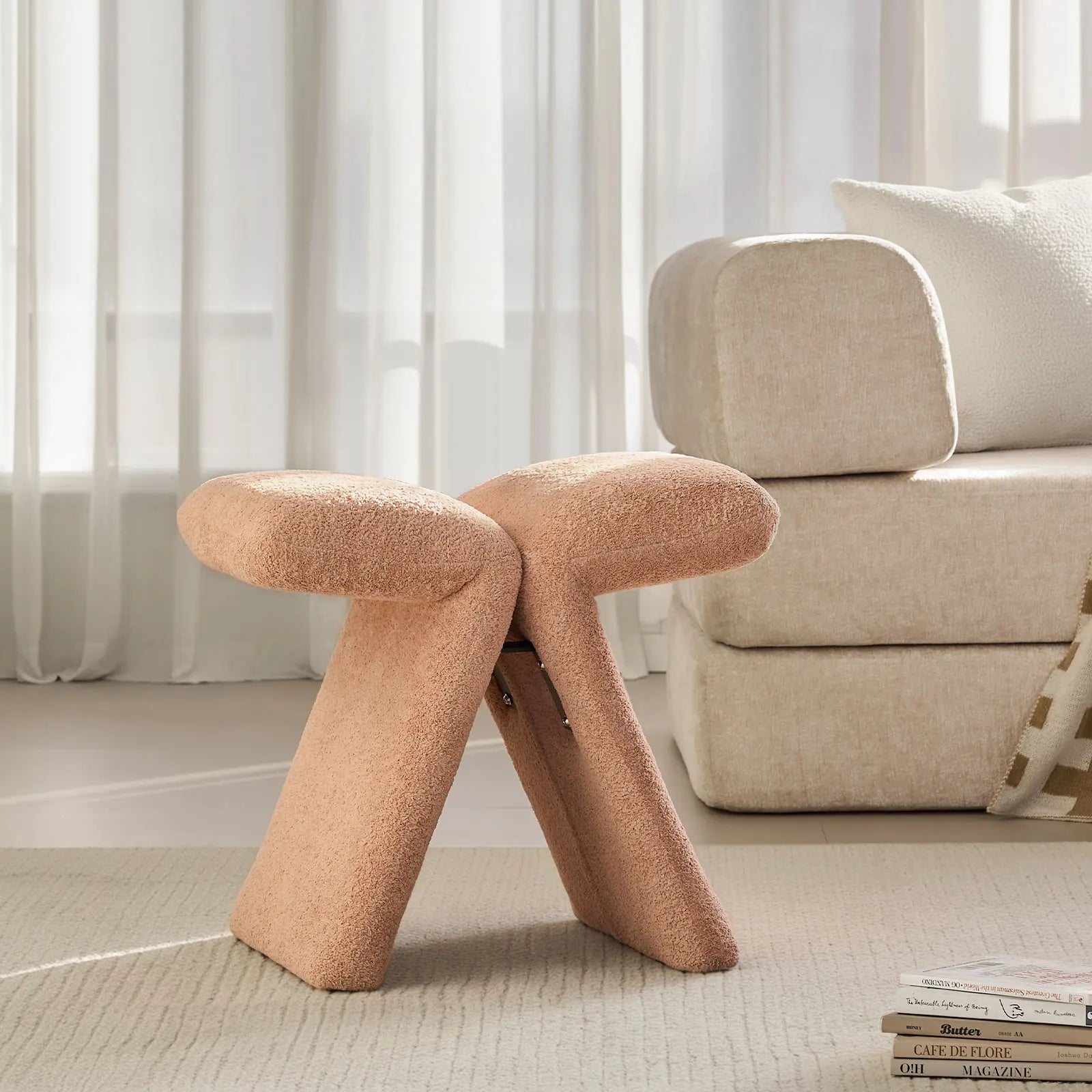 Faye Bouclé Accent Stool, Designer Edition