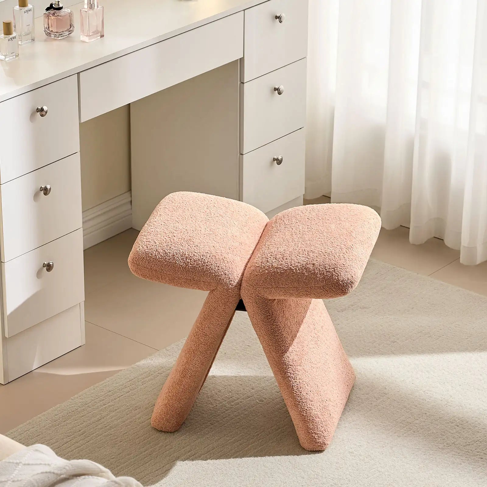 Faye Bouclé Accent Stool, Designer Edition