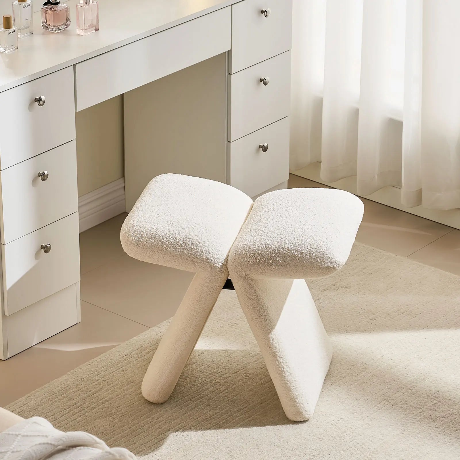 Faye Bouclé Accent Stool, Designer Edition