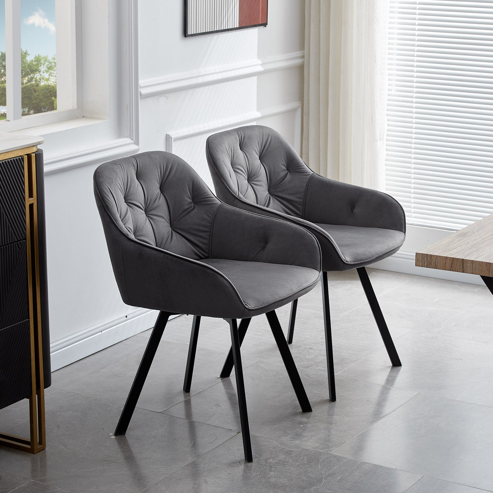 Garvies Velvet Swivel Chairs