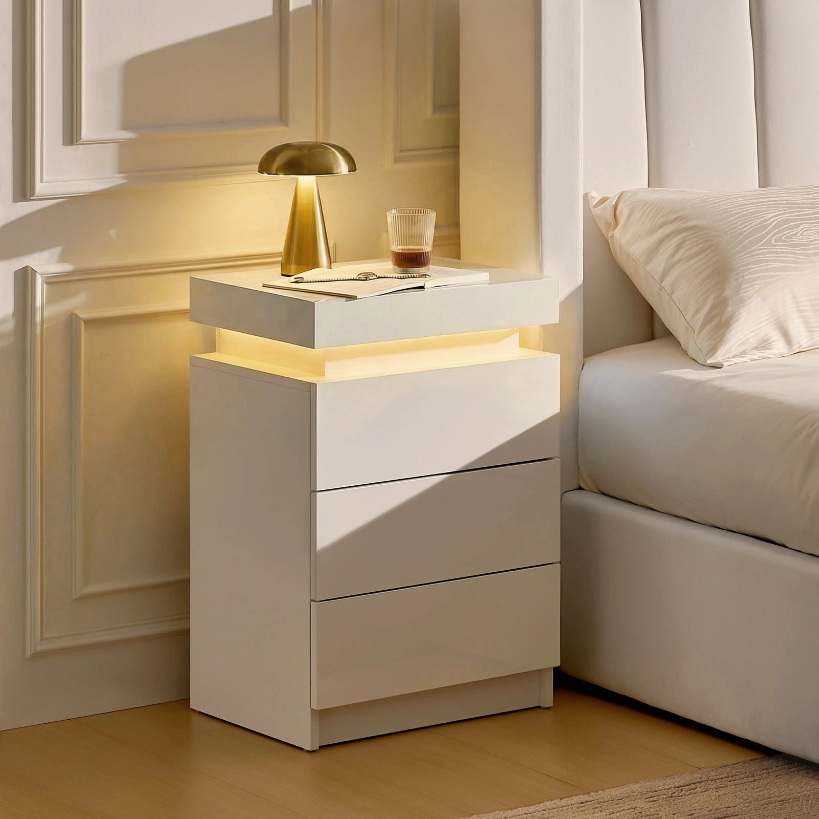 Kumar LED Light Bedside Table