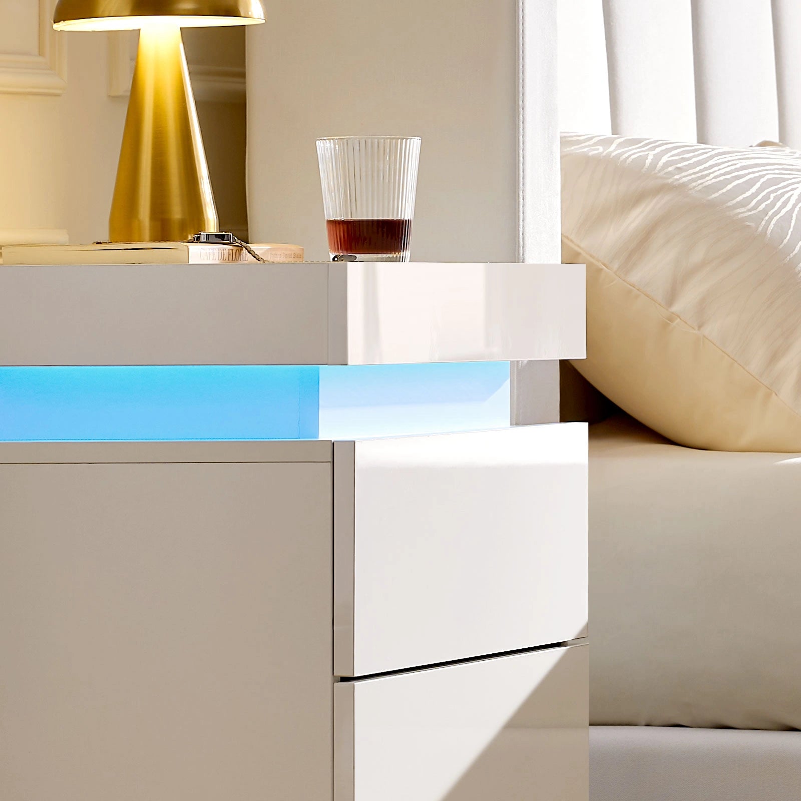Kumar LED Light Bedside Table