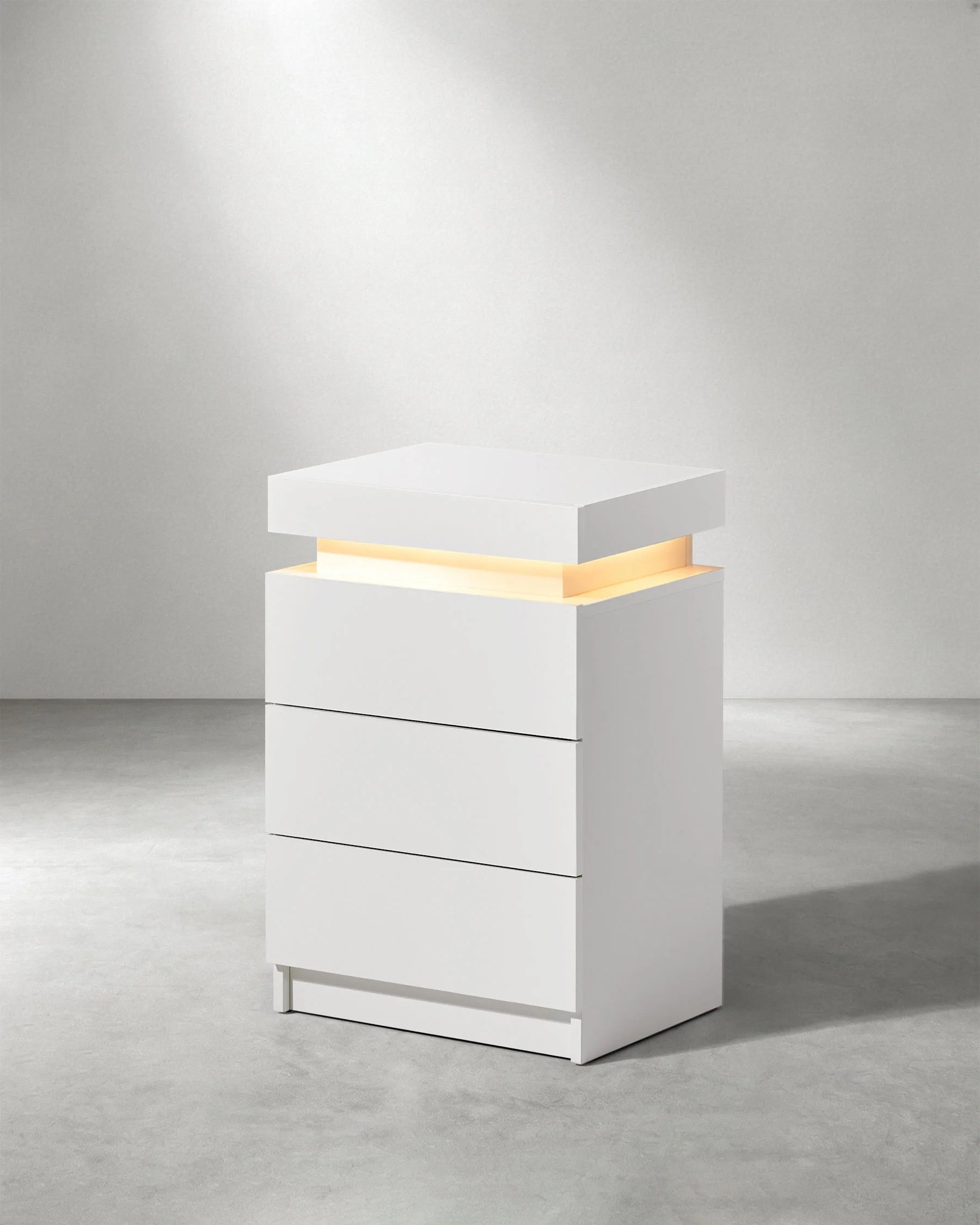 Kumar Smart LED Bedside Table in White