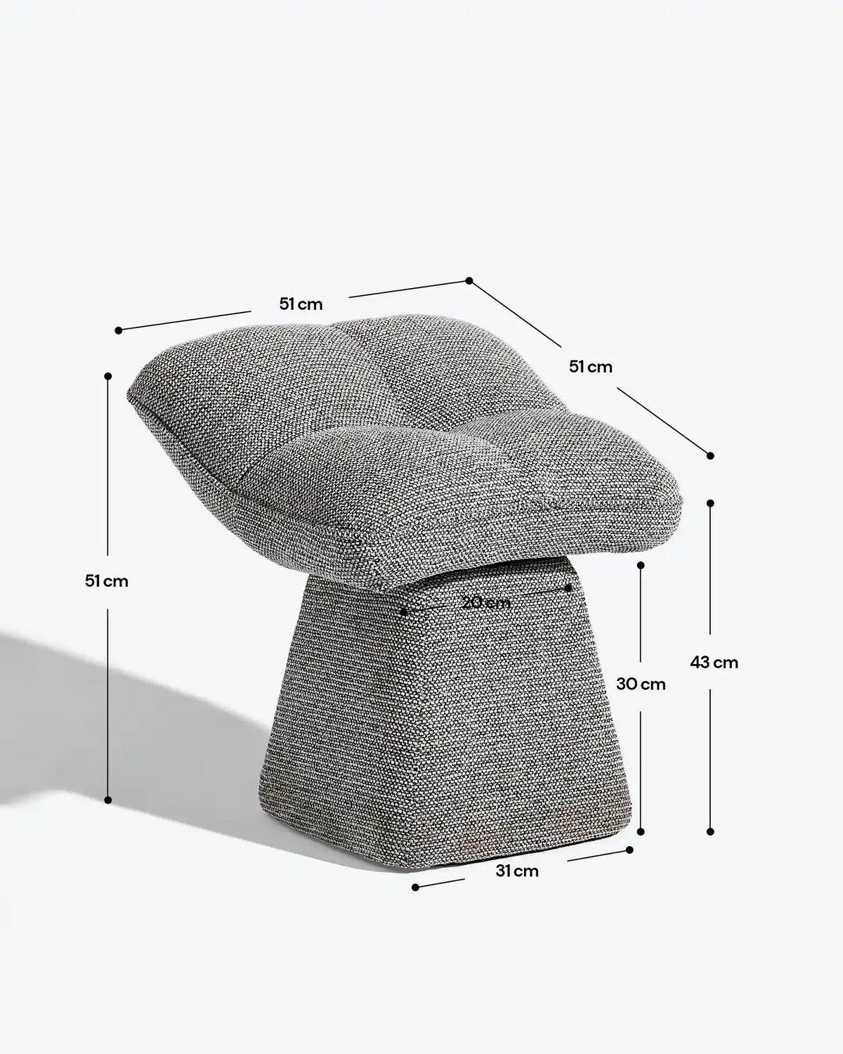 Liora tabouret de maquillage pivotant en chenille – dimensions et mesures