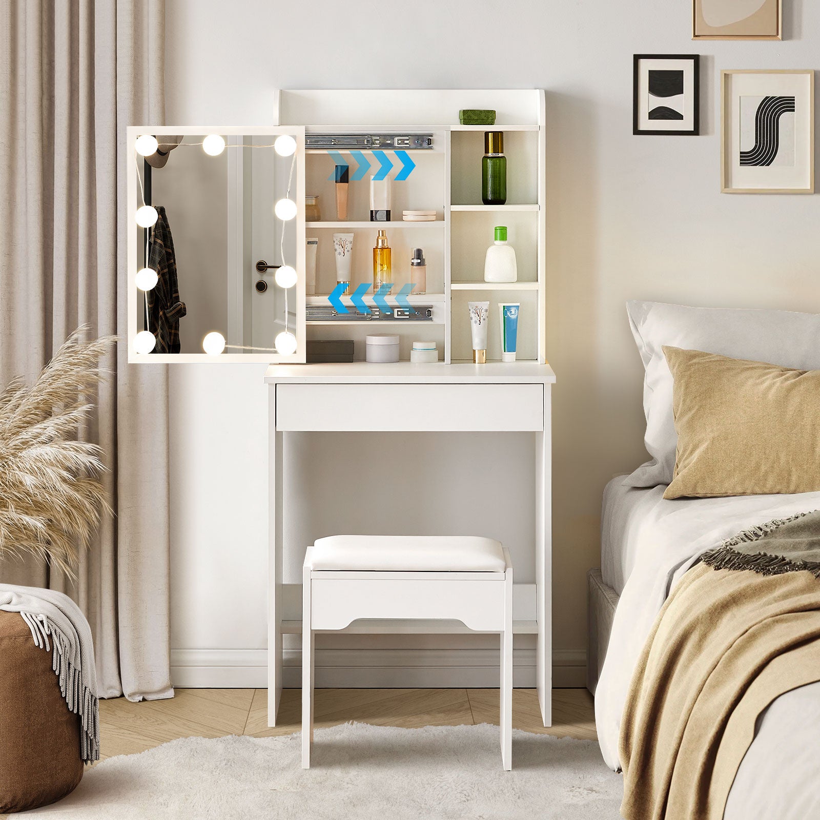 Mona Dressing Table with Sliding Mirror