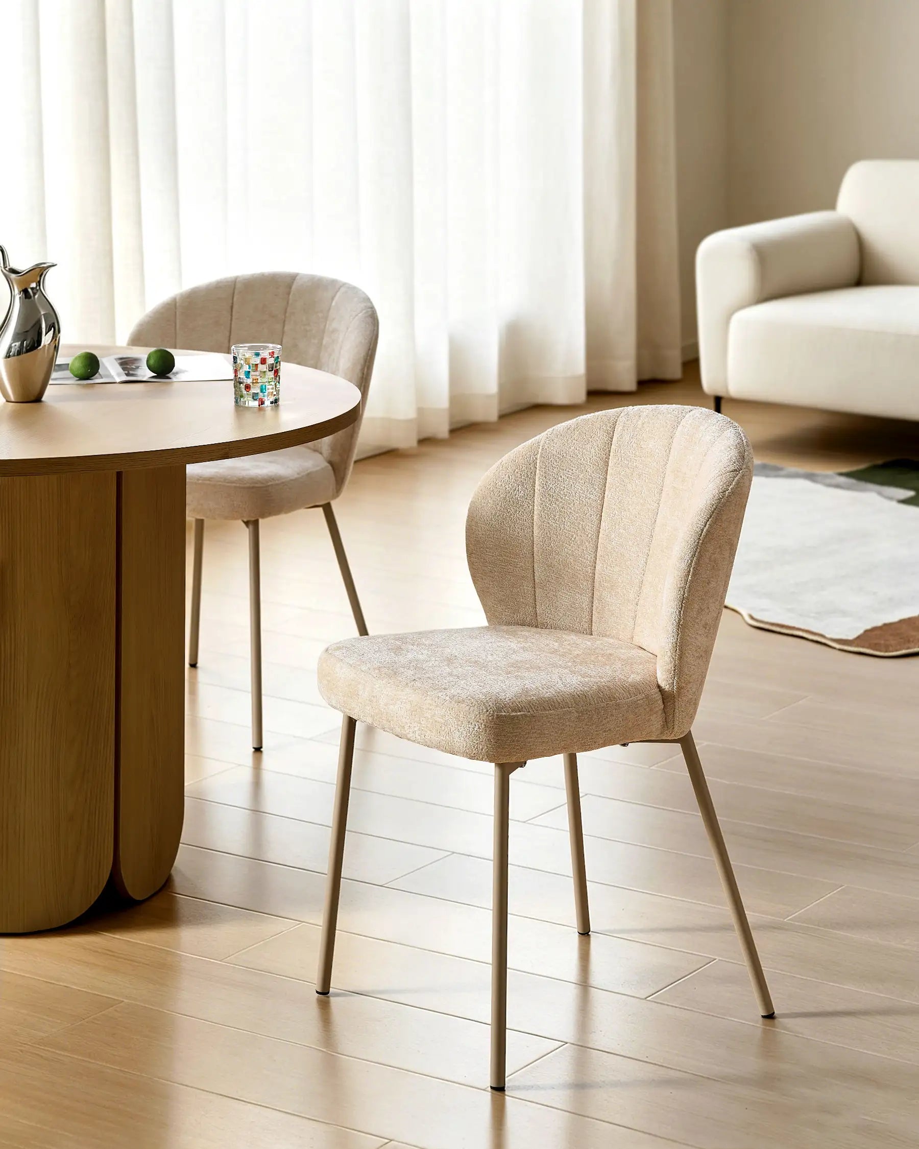 Nara ivory chenille dining chairs