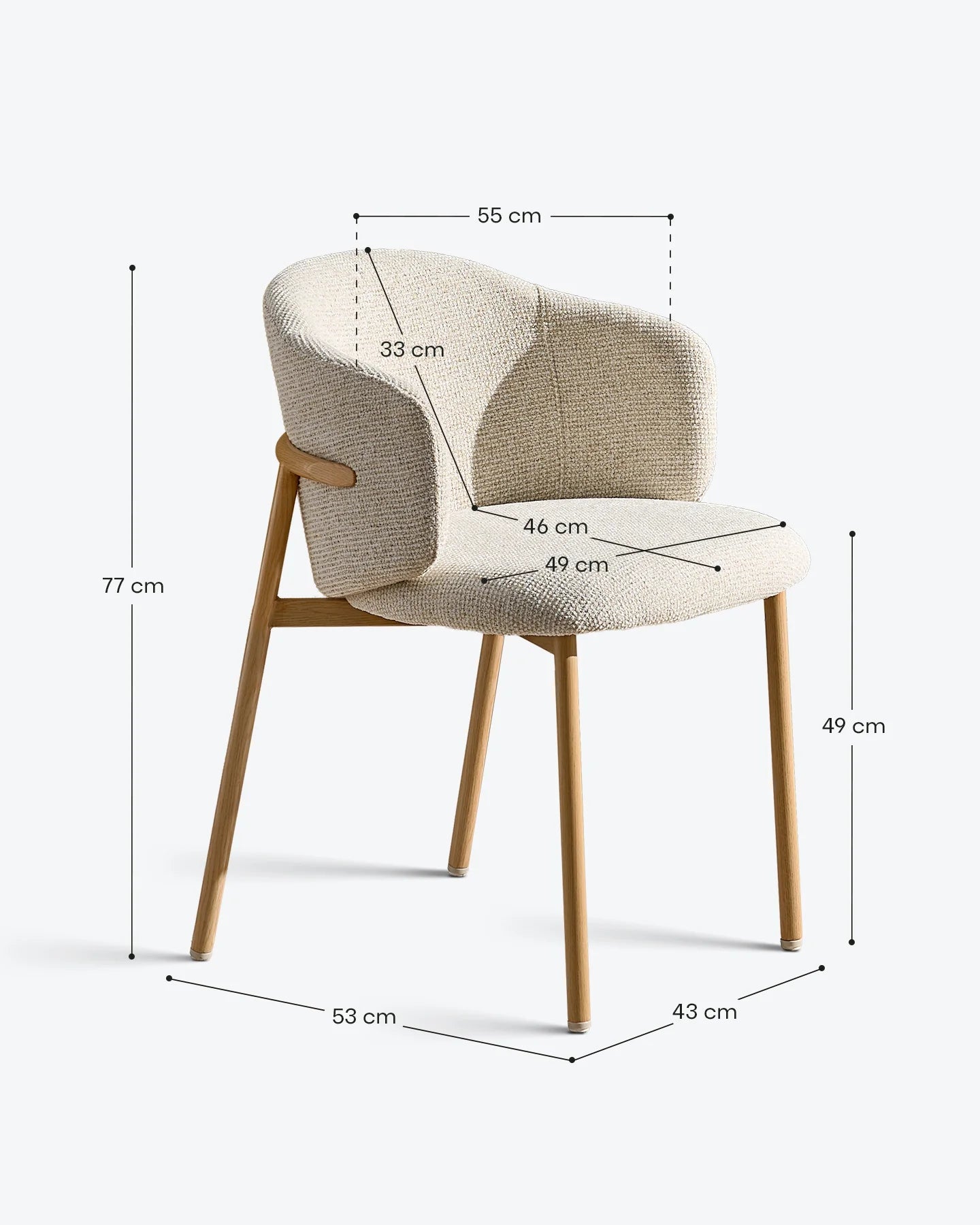 Nolan cream chenille dining chairs dimensions