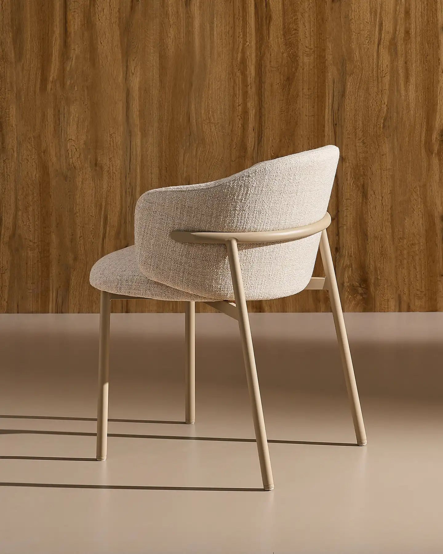 Side view of Nolan ivory linen blend dining chairs