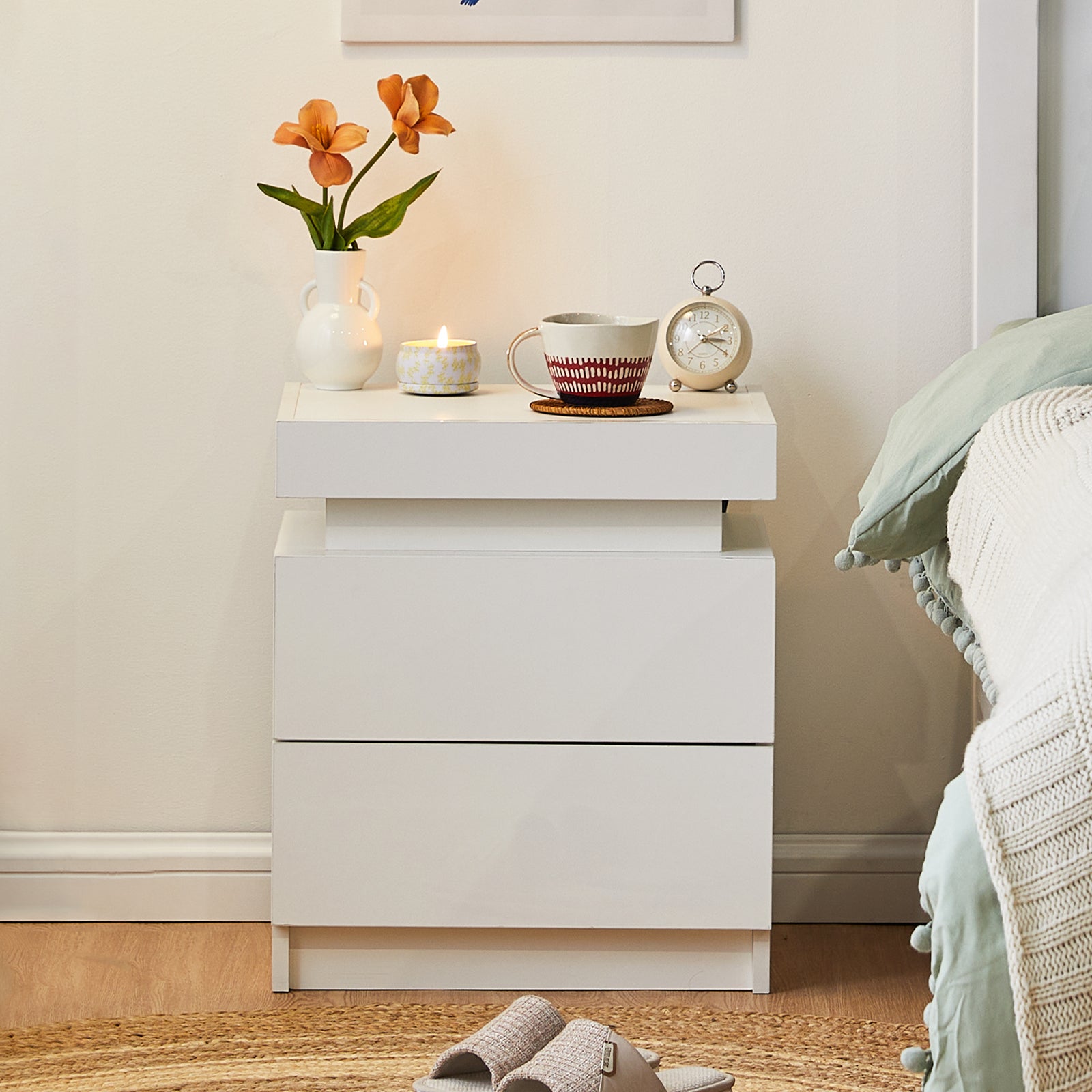 Kumar LED Light Bedside Table